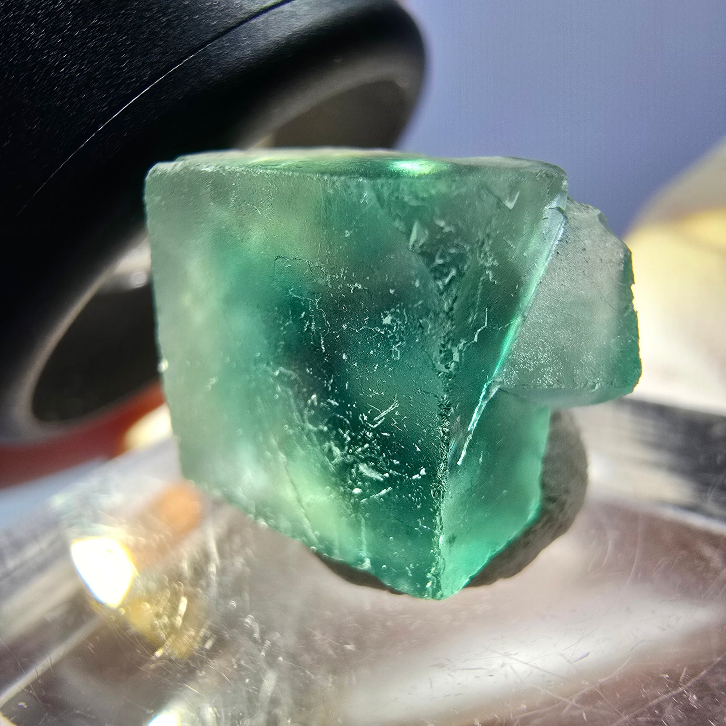 Clear Phantom Fluorite Cube parquetted, green Okorusu, Namibia 15*13*8mm