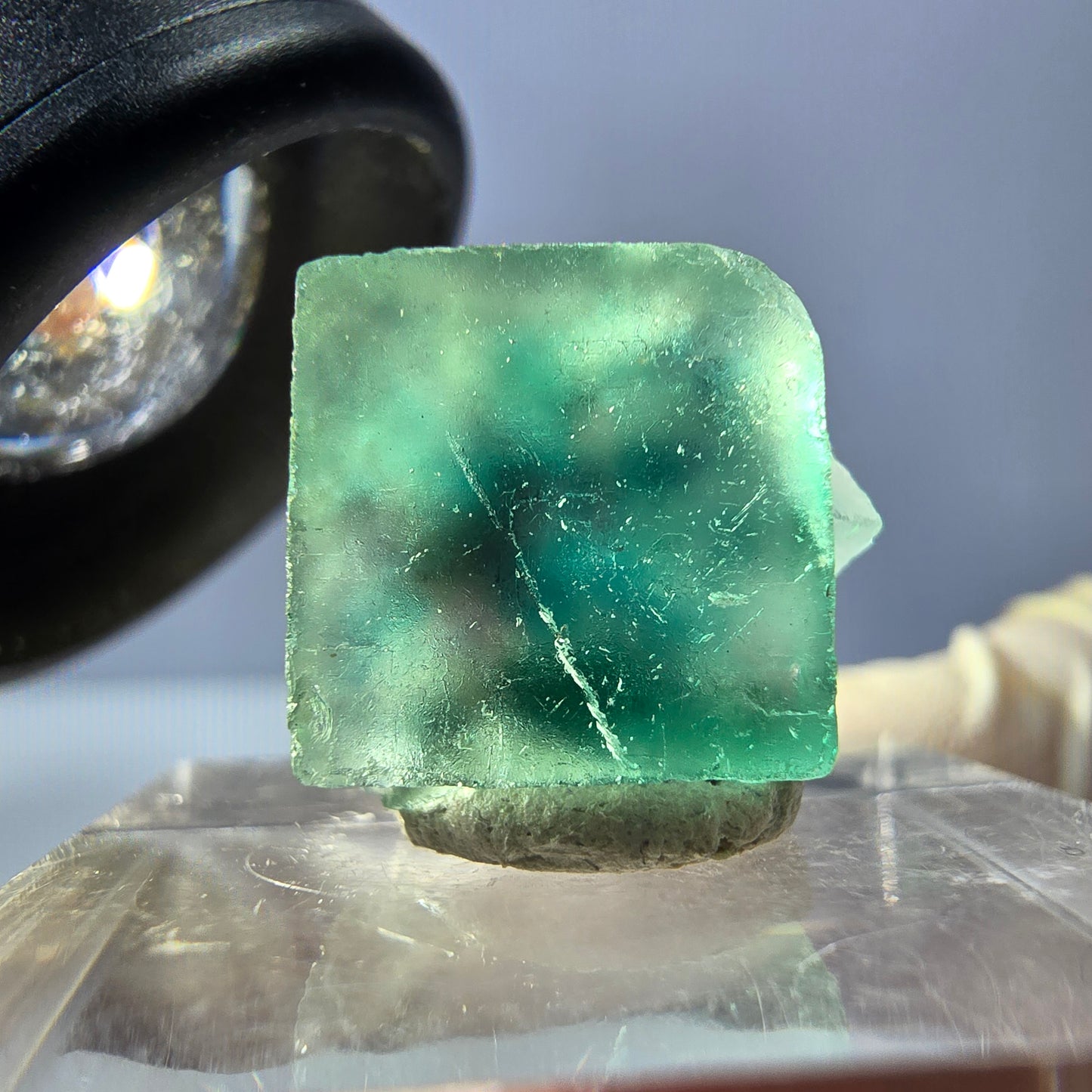 Clear Phantom Fluorite Cube parquetted, green Okorusu, Namibia 15*13*8mm