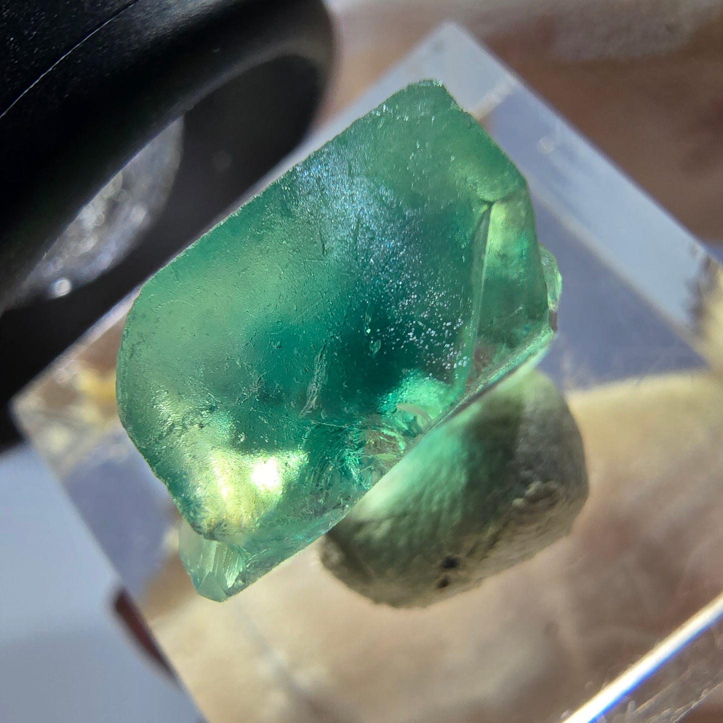 Clear Phantom Fluorite Cube parquetted, green Okorusu, Namibia 15*13*8mm