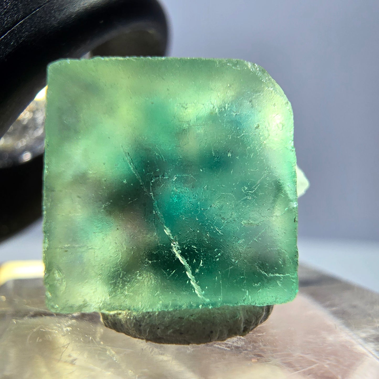 Clear Phantom Fluorite Cube parquetted, green Okorusu, Namibia 15*13*8mm