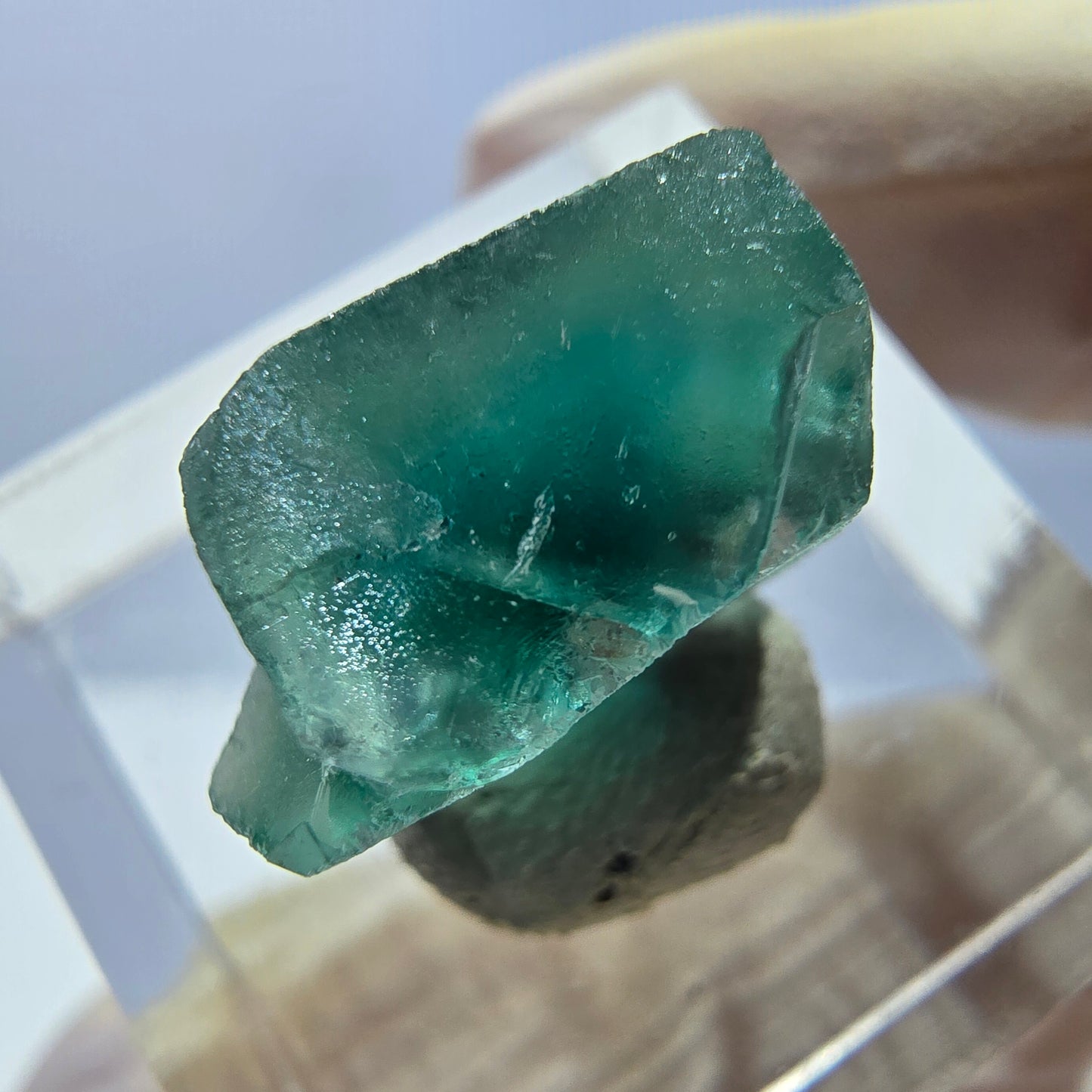 Clear Phantom Fluorite Cube parquetted, green Okorusu, Namibia 15*13*8mm