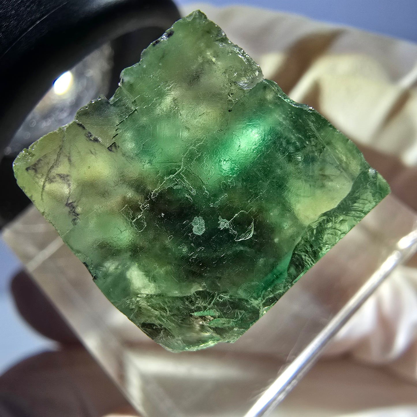 Clear Phantom Fluorite Cube parquetted, green Okorusu, Namibia 18*15*14mm