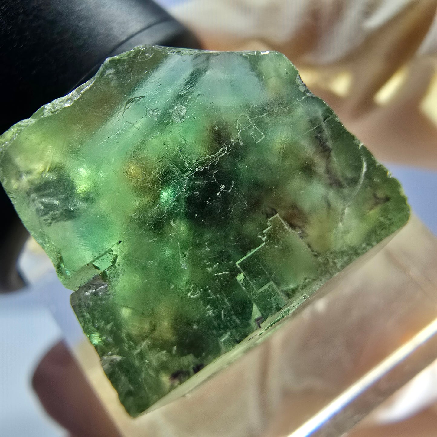 Clear Phantom Fluorite Cube parquetted, green Okorusu, Namibia 18*15*14mm