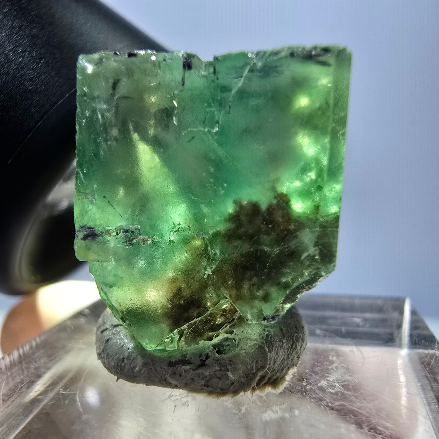 Clear Phantom Fluorite Cube parquetted, green Okorusu, Namibia 18*15*14mm