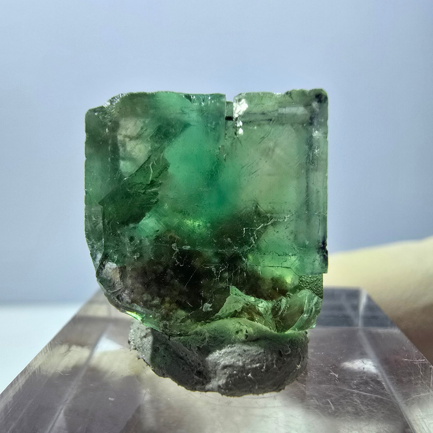Clear Phantom Fluorite Cube parquetted, green Okorusu, Namibia 18*15*14mm