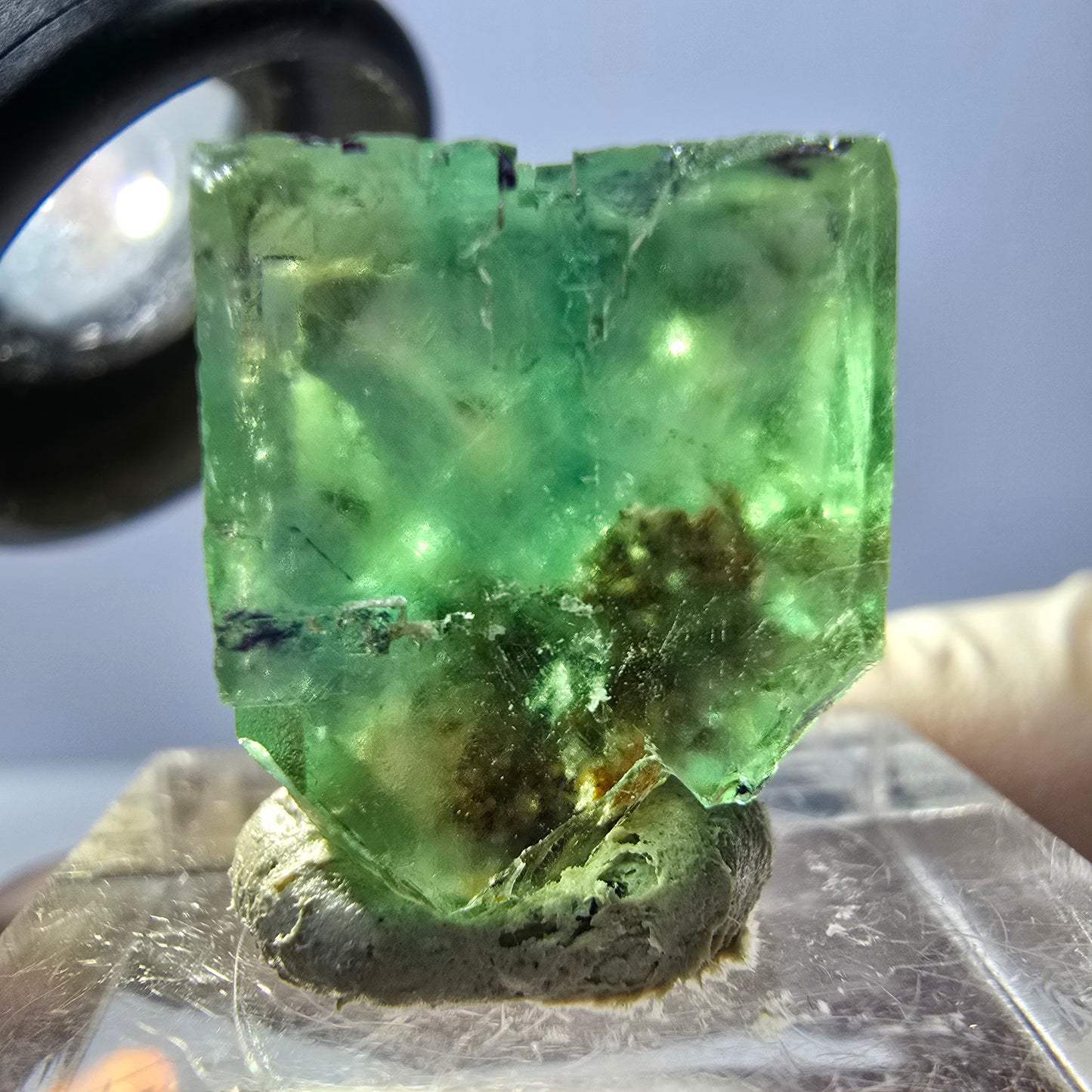 Clear Phantom Fluorite Cube parquetted, green Okorusu, Namibia 18*15*14mm