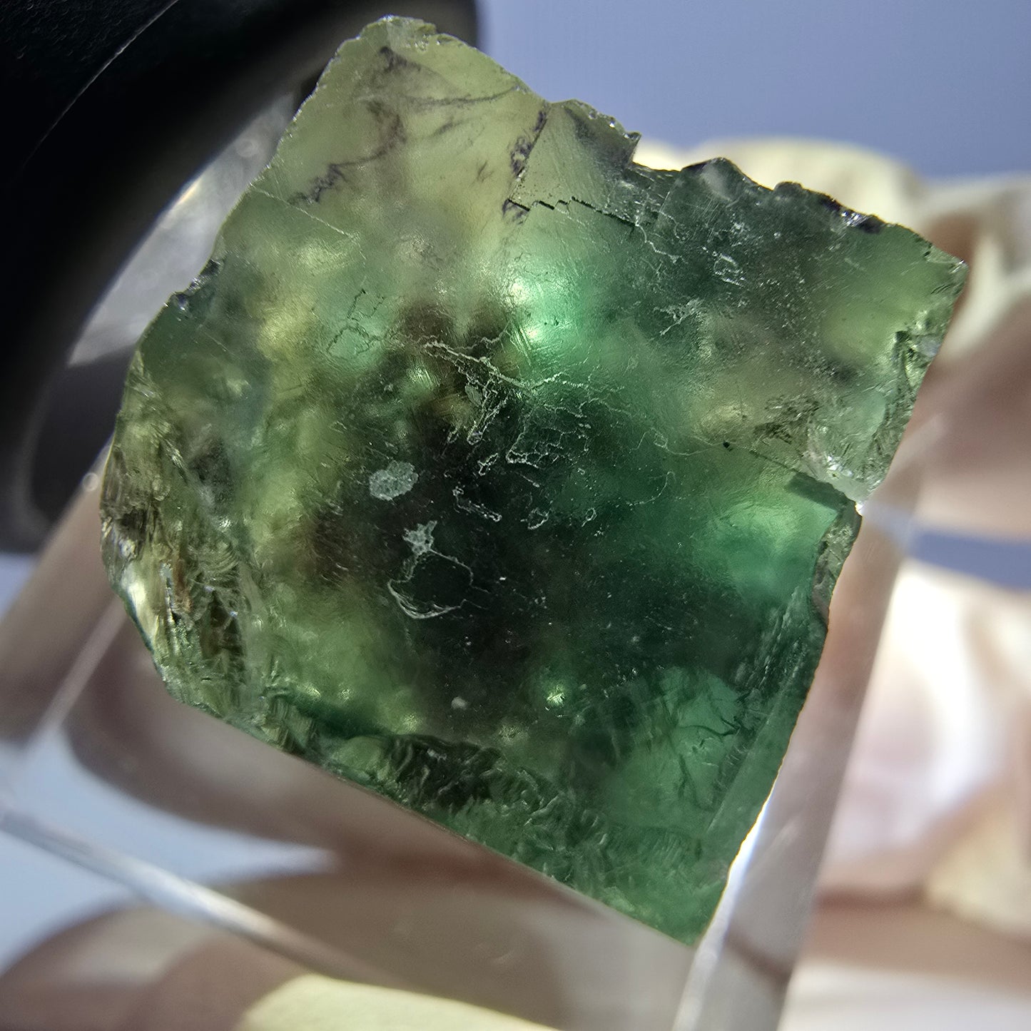 Clear Phantom Fluorite Cube parquetted, green Okorusu, Namibia 18*15*14mm