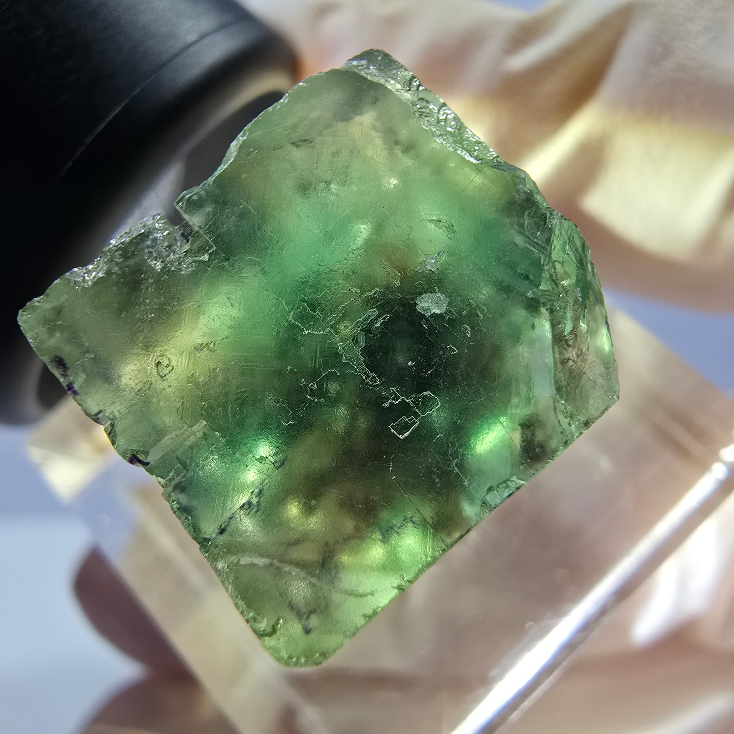 Clear Phantom Fluorite Cube parquetted, green Okorusu, Namibia 18*15*14mm