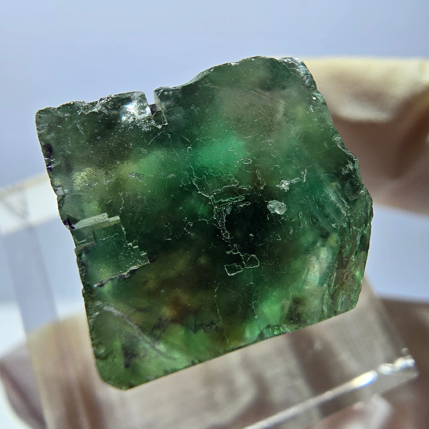 Clear Phantom Fluorite Cube parquetted, green Okorusu, Namibia 18*15*14mm
