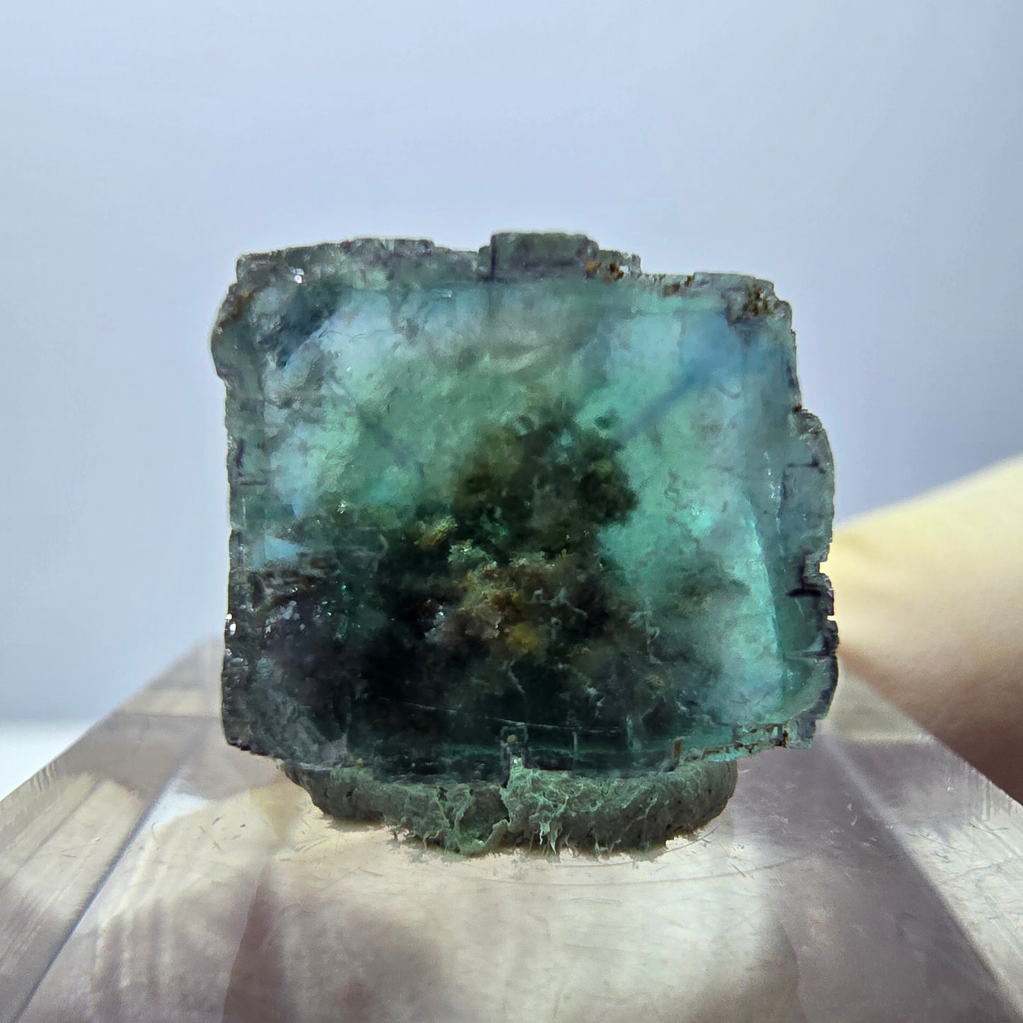Klarer Phantom Fluorit Würfel parkettiert, grün Okorusu, Namibia 15*13*12mm