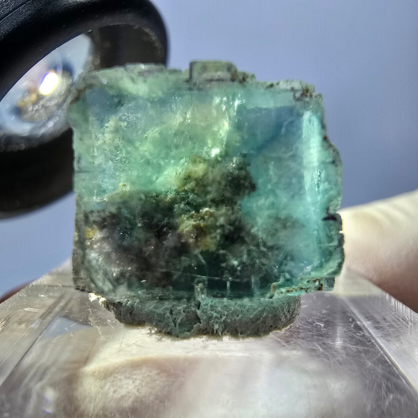 Klarer Phantom Fluorit Würfel parkettiert, grün Okorusu, Namibia 15*13*12mm