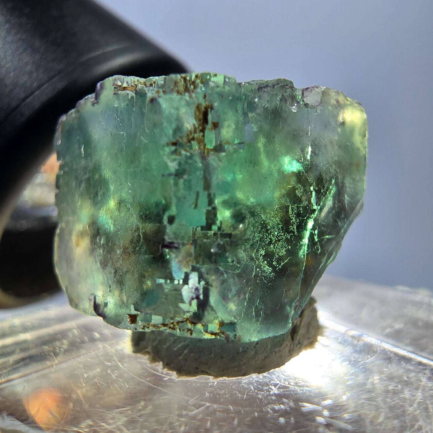 Klarer Phantom Fluorit Würfel parkettiert, grün Okorusu, Namibia 15*13*12mm