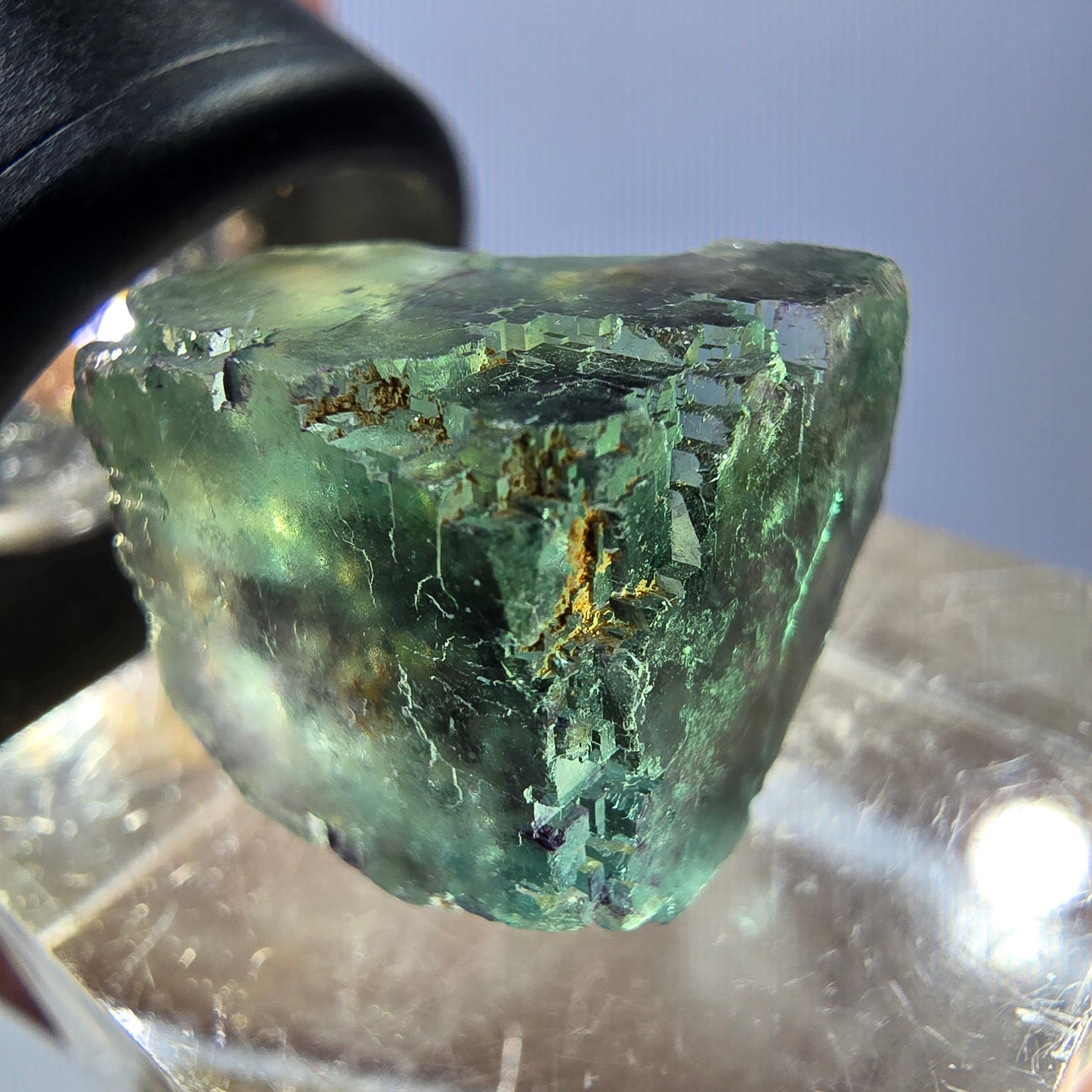 Klarer Phantom Fluorit Würfel parkettiert, grün Okorusu, Namibia 15*13*12mm