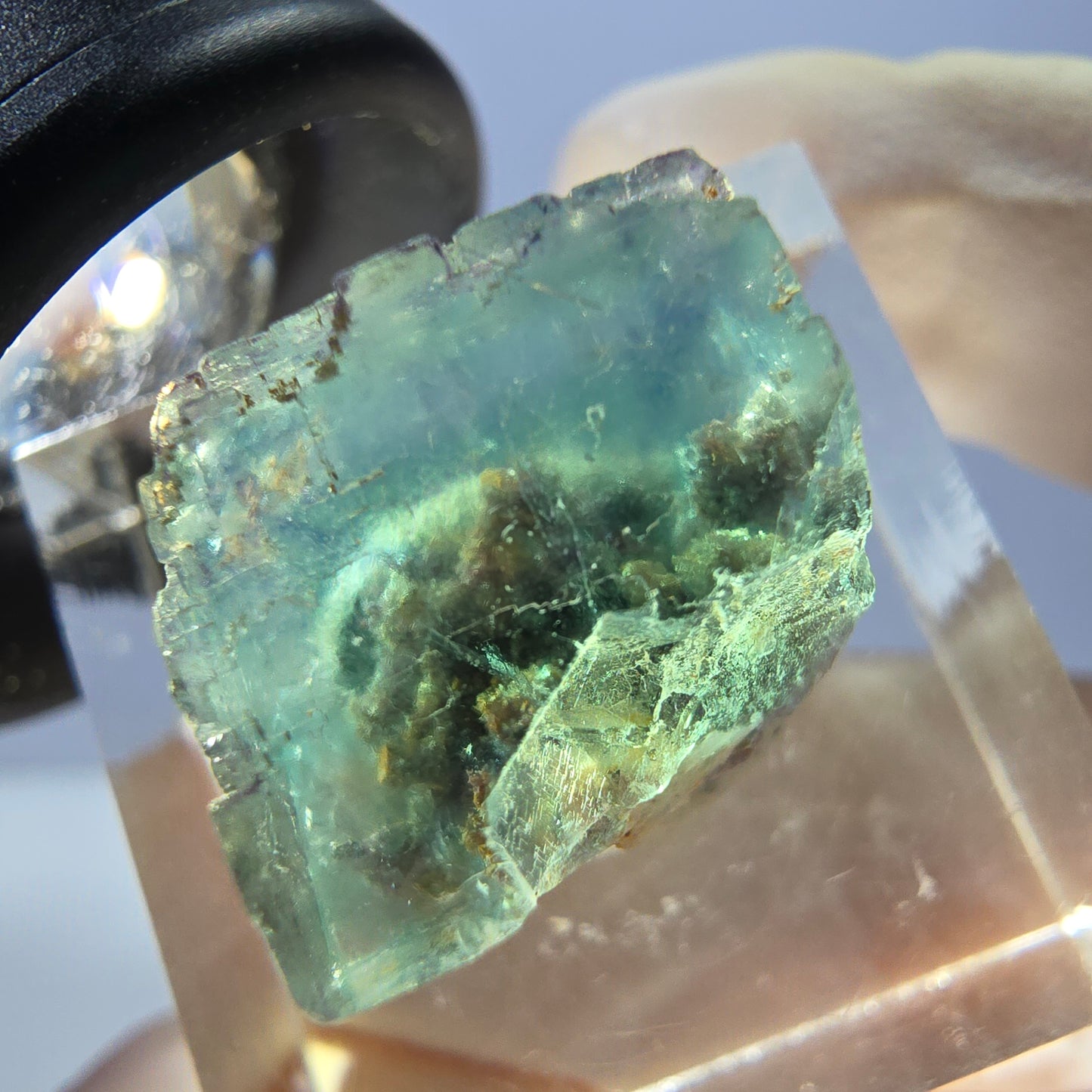 Klarer Phantom Fluorit Würfel parkettiert, grün Okorusu, Namibia 15*13*12mm