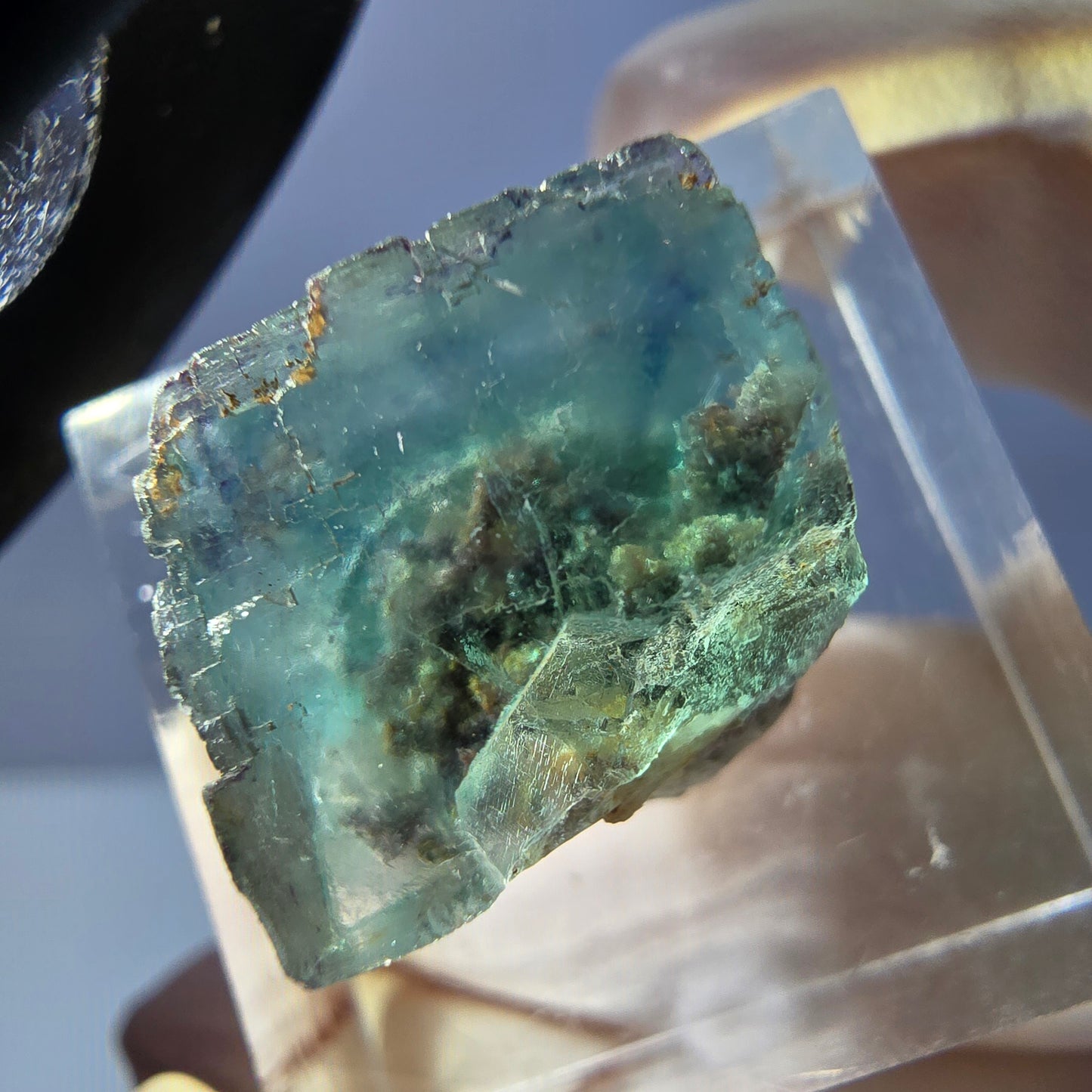 Klarer Phantom Fluorit Würfel parkettiert, grün Okorusu, Namibia 15*13*12mm