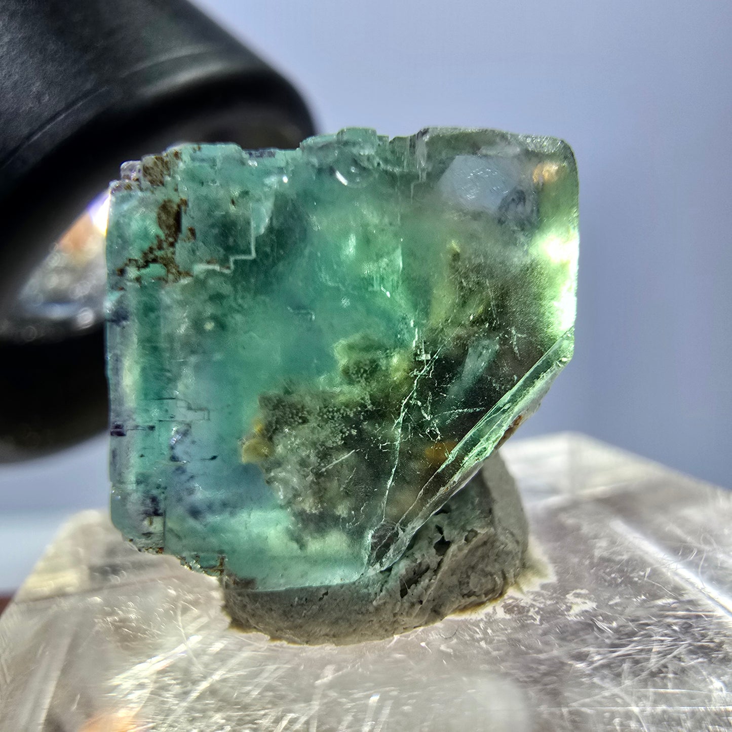 Klarer Phantom Fluorit Würfel parkettiert, grün Okorusu, Namibia 15*13*12mm