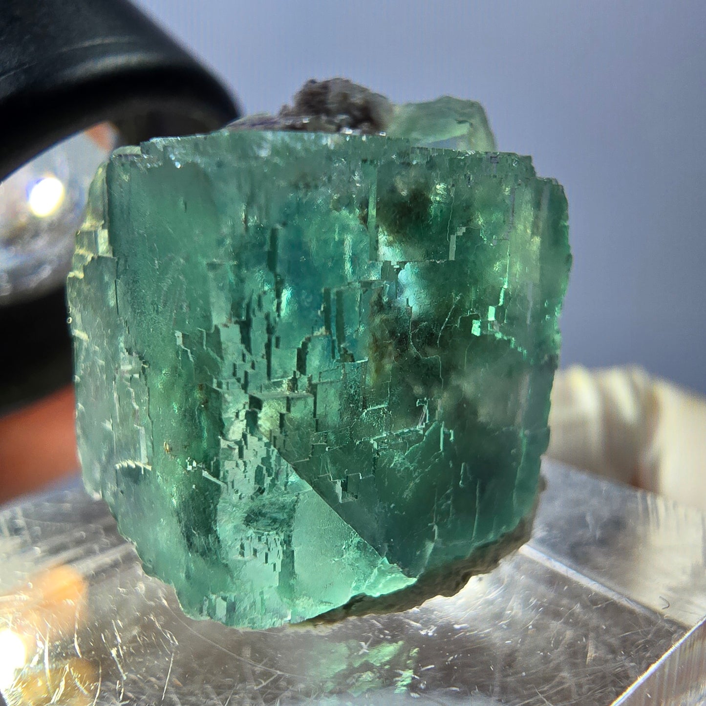 Klarer Phantom Fluorit Würfel parkettiert, grün Okorusu, Namibia 19*19*17mm