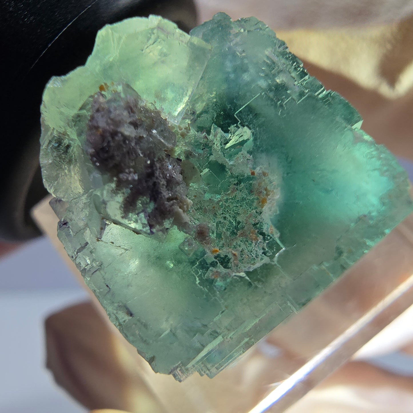 Klarer Phantom Fluorit Würfel parkettiert, grün Okorusu, Namibia 19*19*17mm