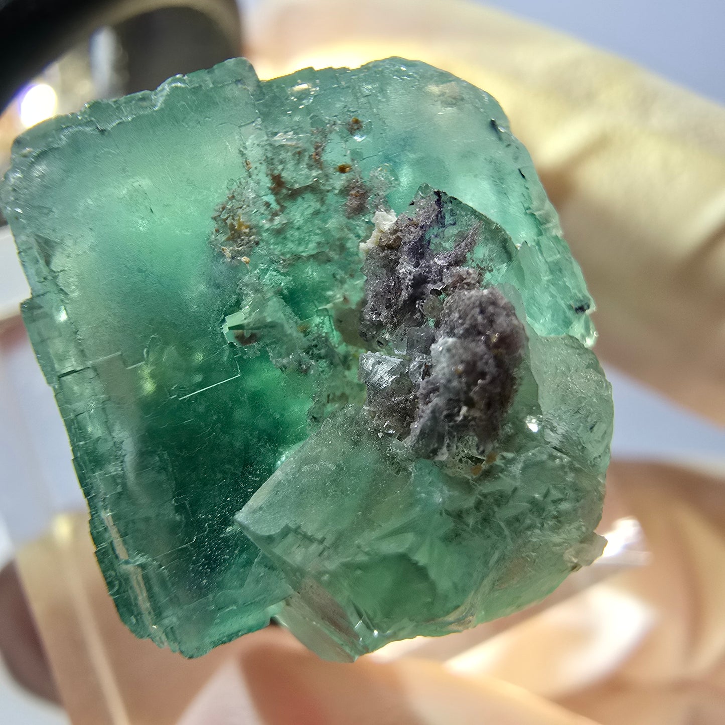Klarer Phantom Fluorit Würfel parkettiert, grün Okorusu, Namibia 19*19*17mm