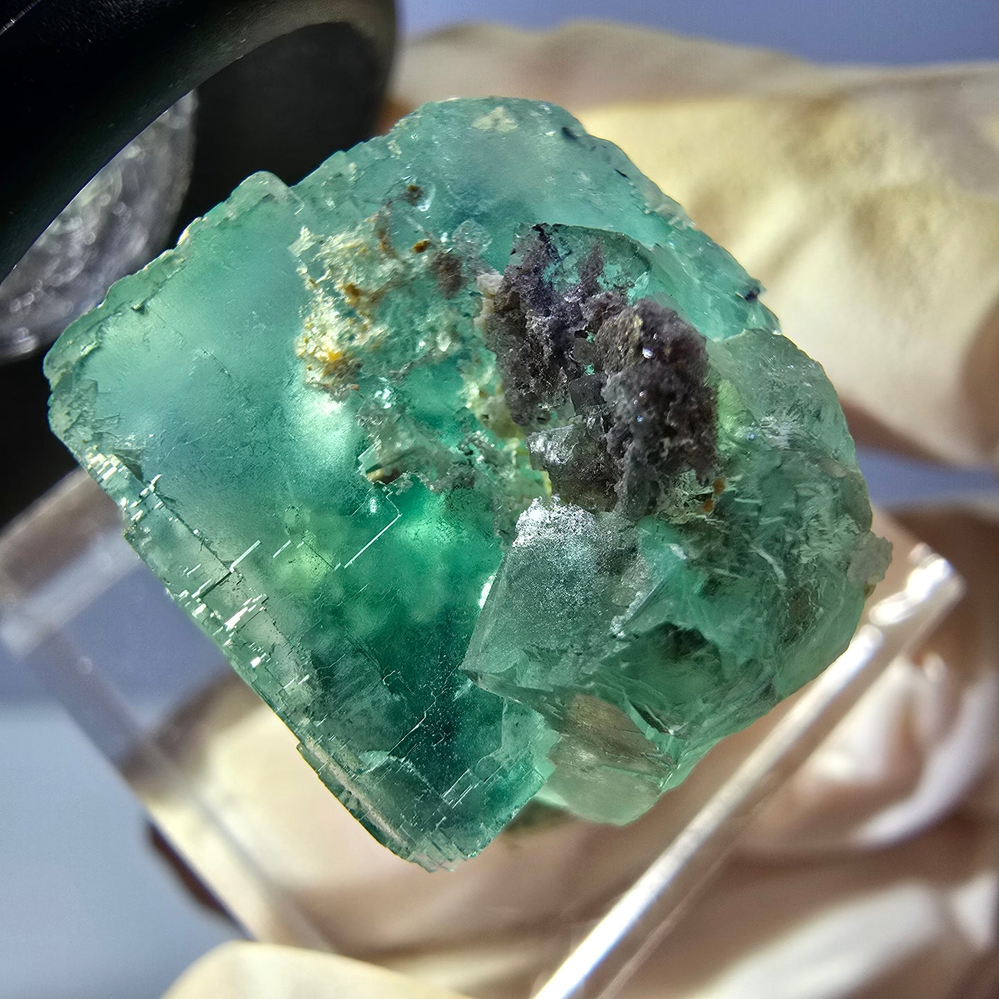 Klarer Phantom Fluorit Würfel parkettiert, grün Okorusu, Namibia 19*19*17mm