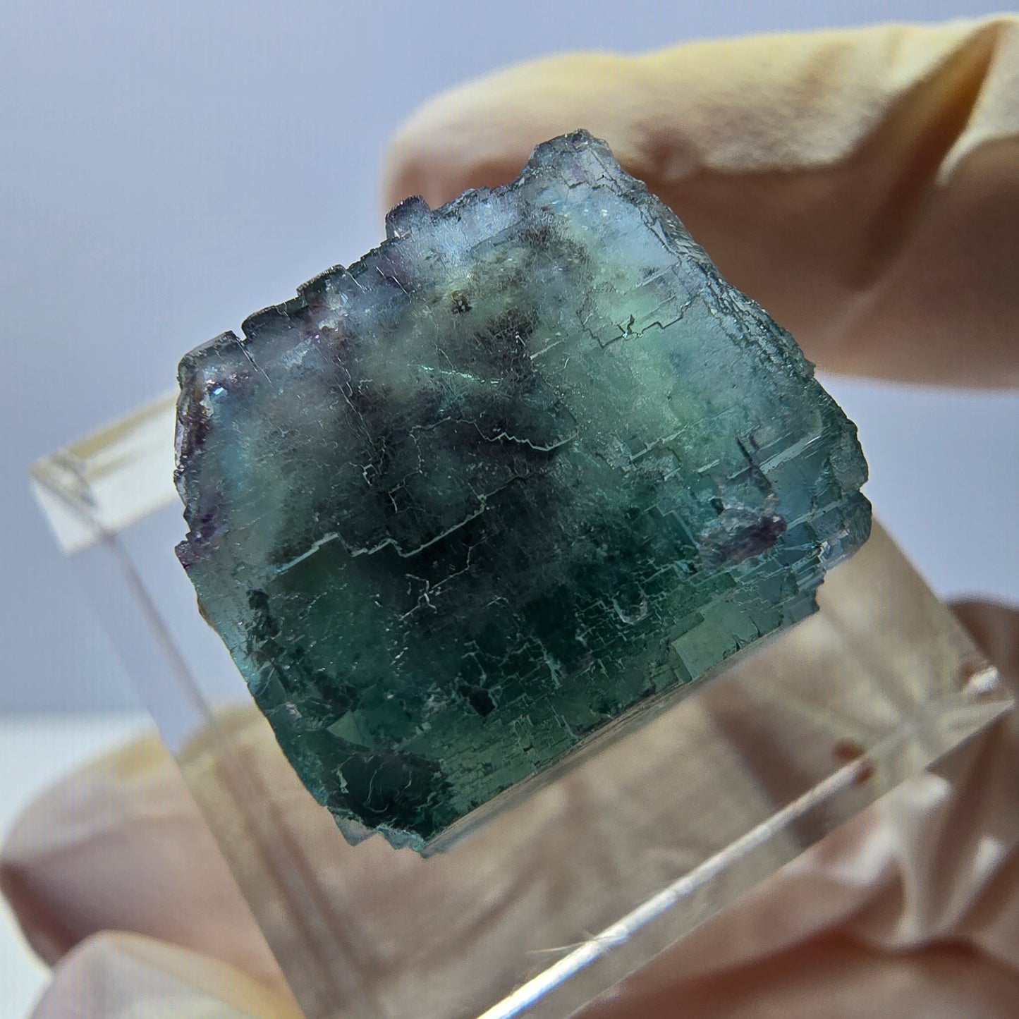 Klarer Phantom Fluorit Würfel parkettiert, grün Okorusu, Namibia 18*16*14mm