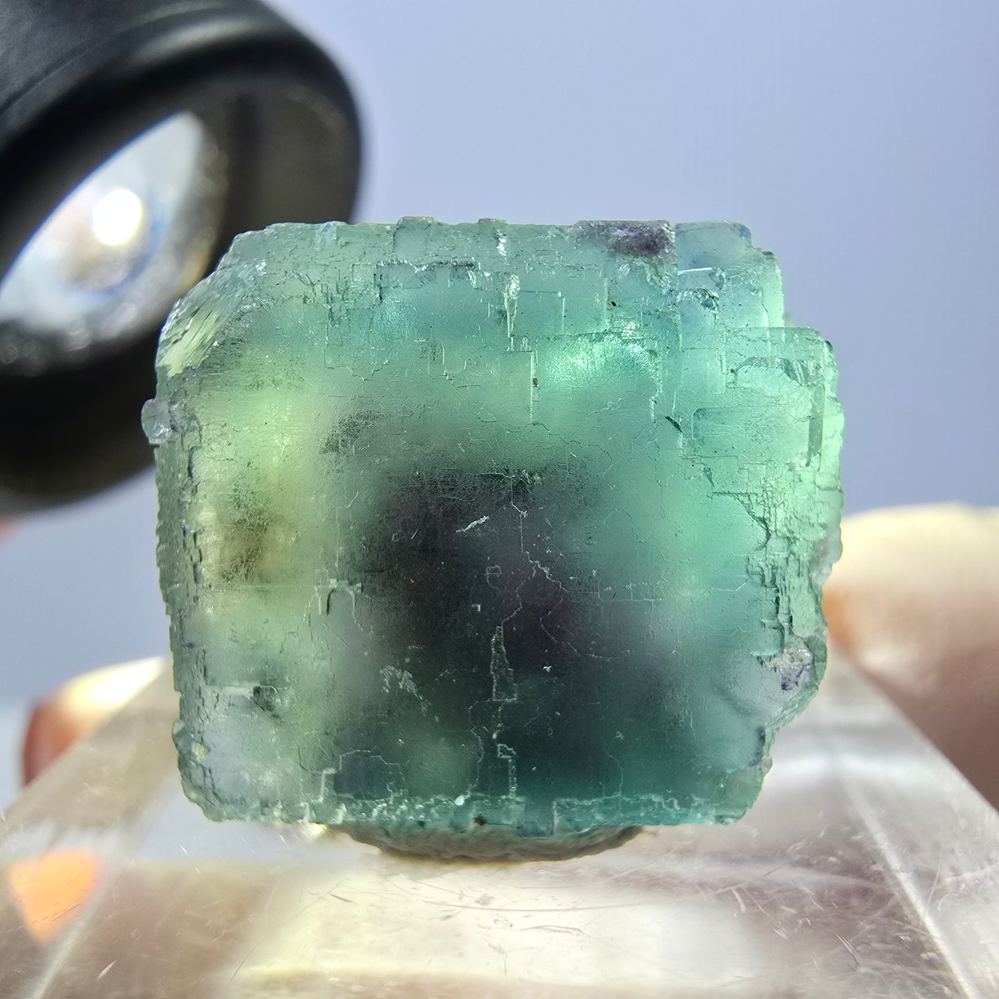 Klarer Phantom Fluorit Würfel parkettiert, grün Okorusu, Namibia 18*16*14mm