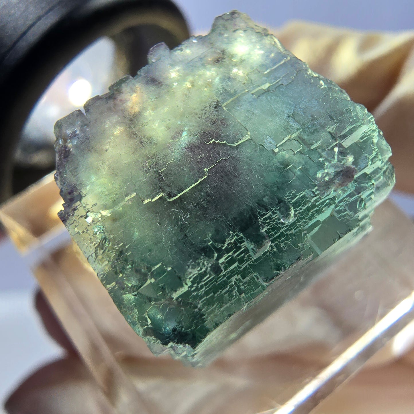 Klarer Phantom Fluorit Würfel parkettiert, grün Okorusu, Namibia 18*16*14mm