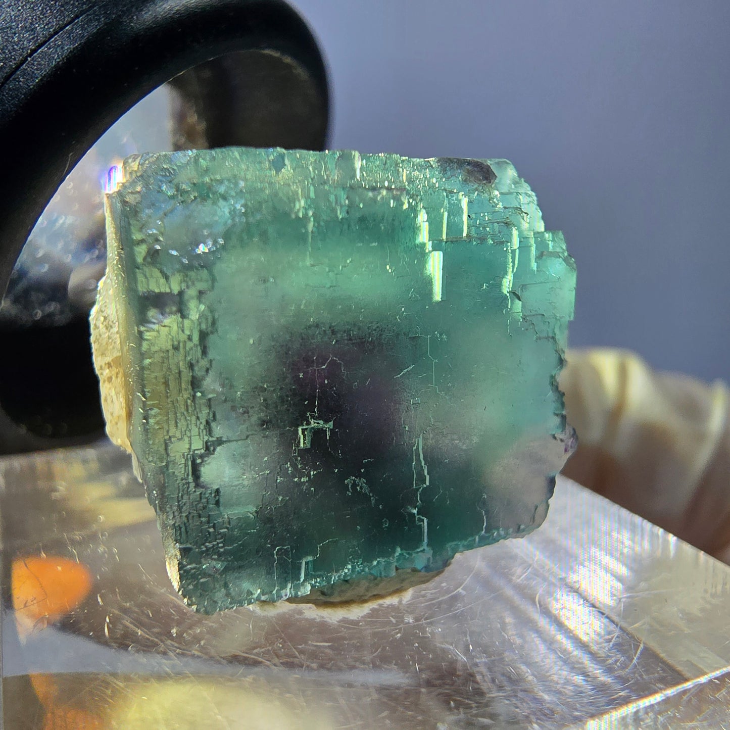 Klarer Phantom Fluorit Würfel parkettiert, grün Okorusu, Namibia 18*16*14mm