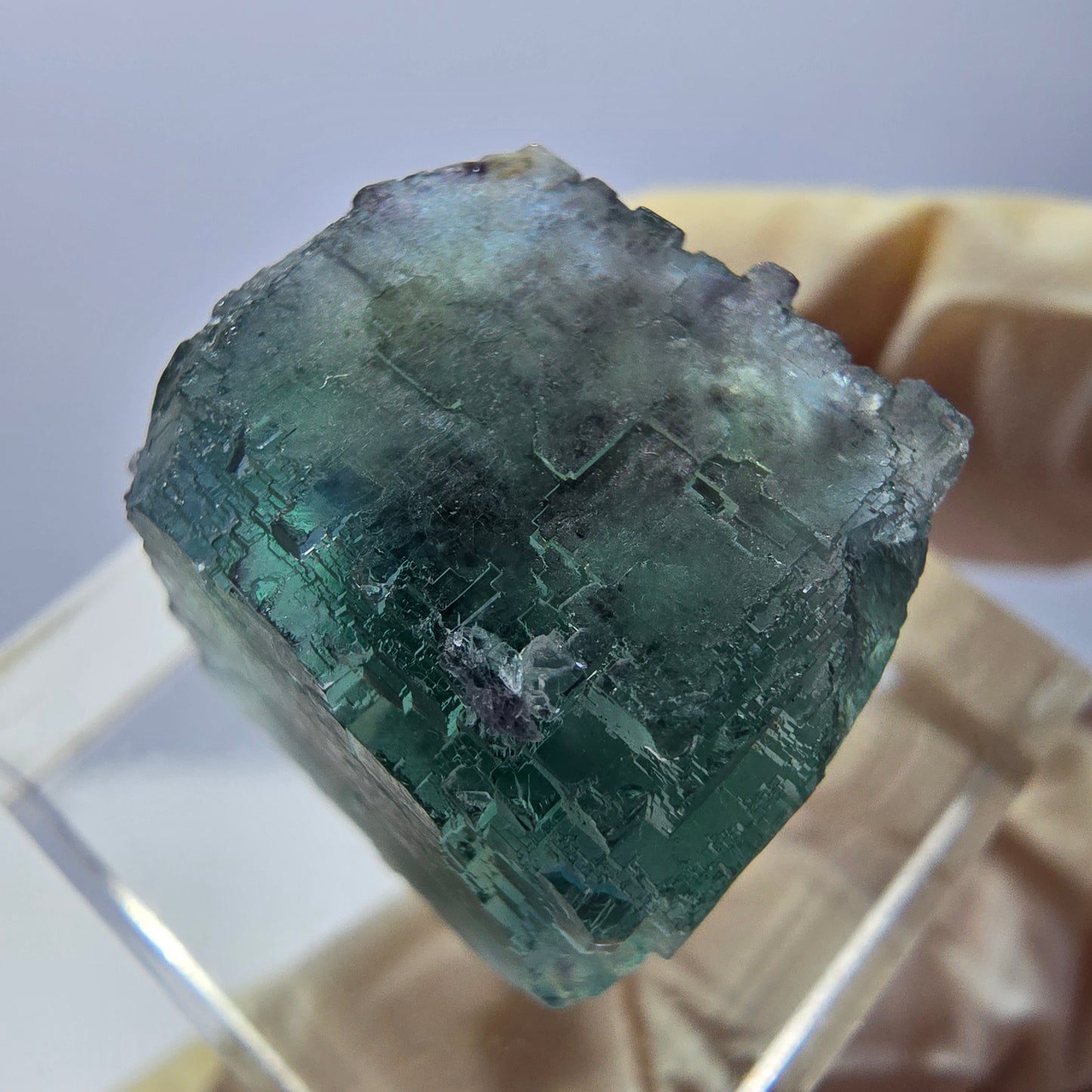 Klarer Phantom Fluorit Würfel parkettiert, grün Okorusu, Namibia 18*16*14mm