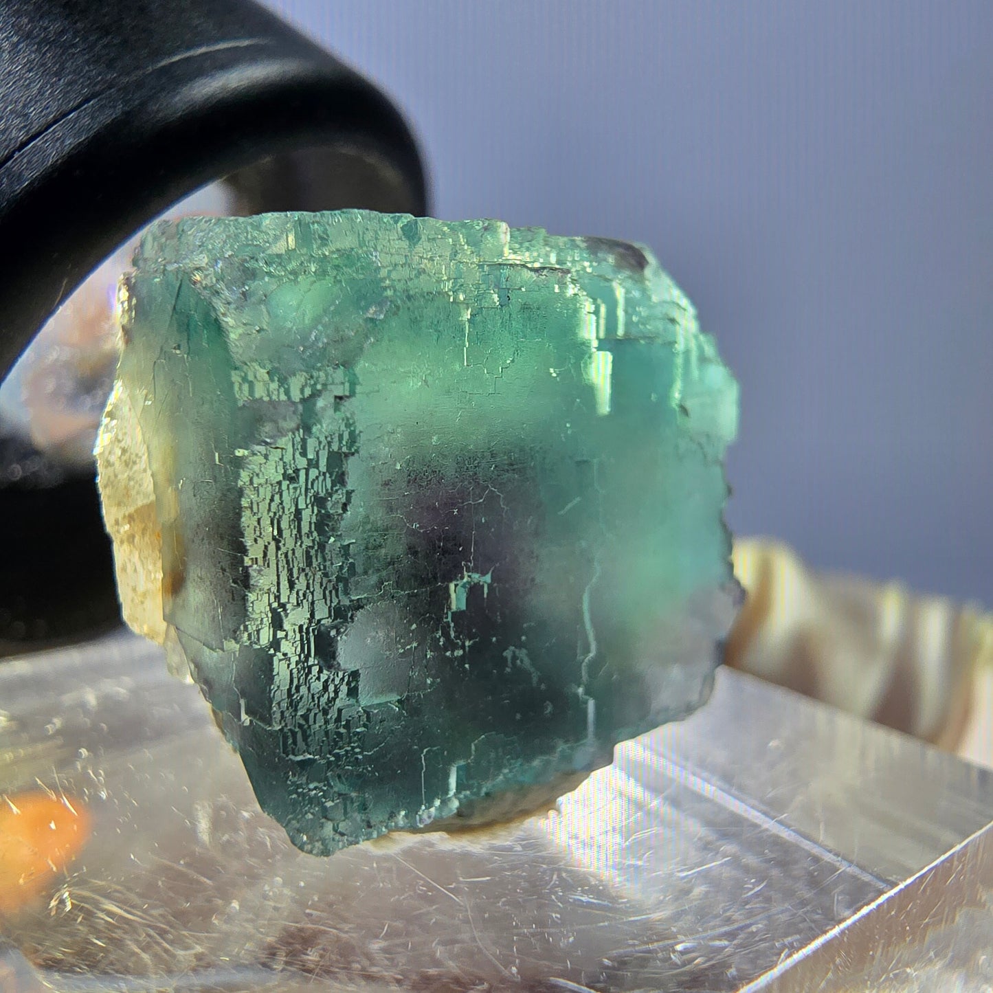 Klarer Phantom Fluorit Würfel parkettiert, grün Okorusu, Namibia 18*16*14mm
