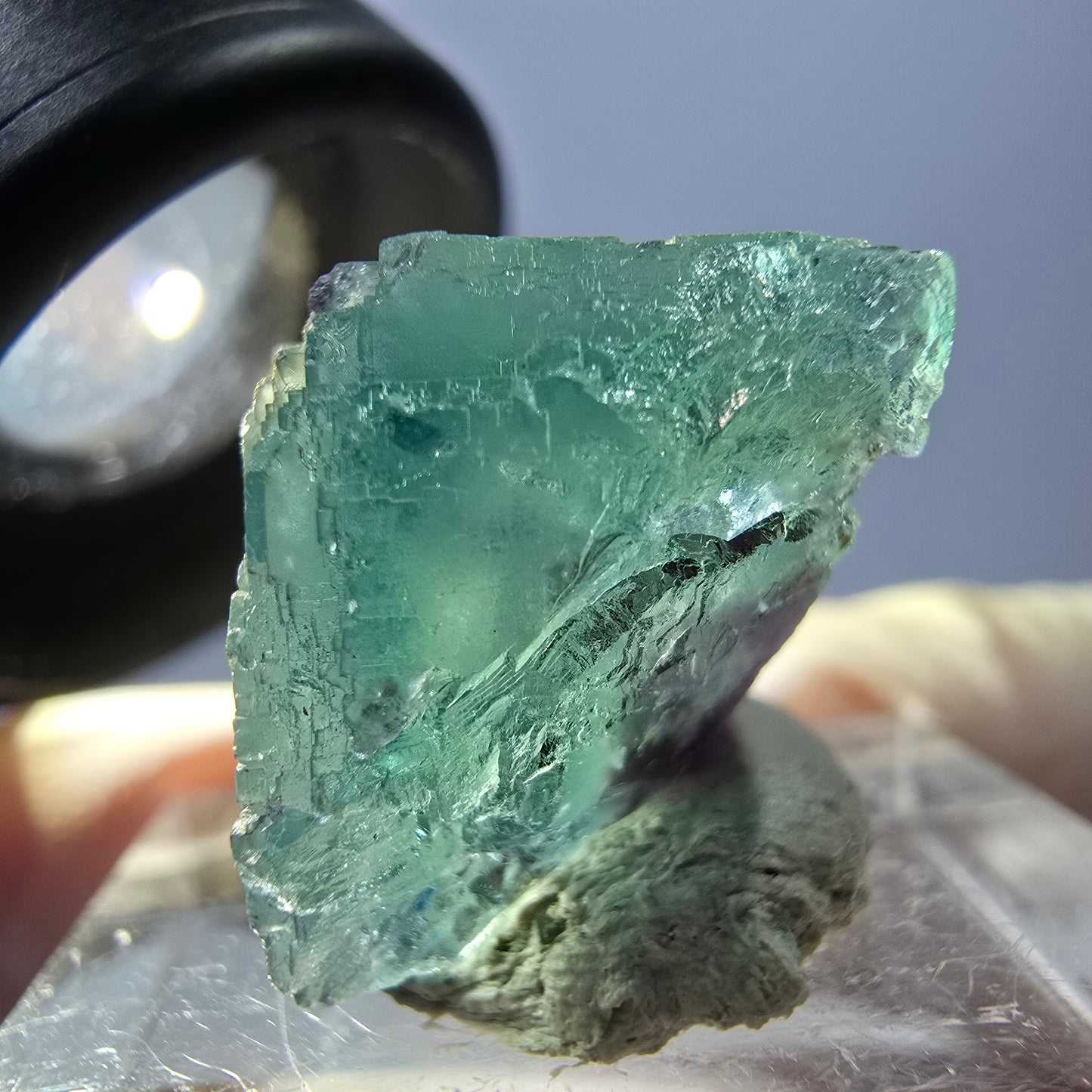 Klarer Phantom Fluorit Würfel parkettiert, grün Okorusu, Namibia 18*16*14mm