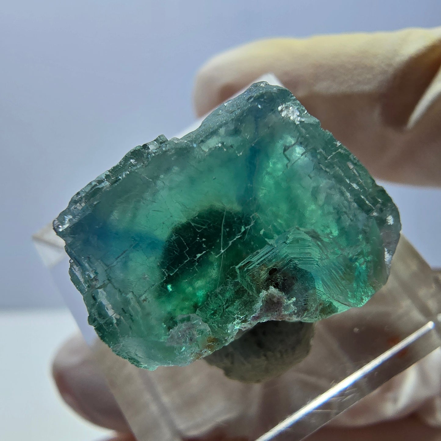 Klarer Phantom Fluorit Würfel parkettiert, grün Okorusu, Namibia 18*17*16mm
