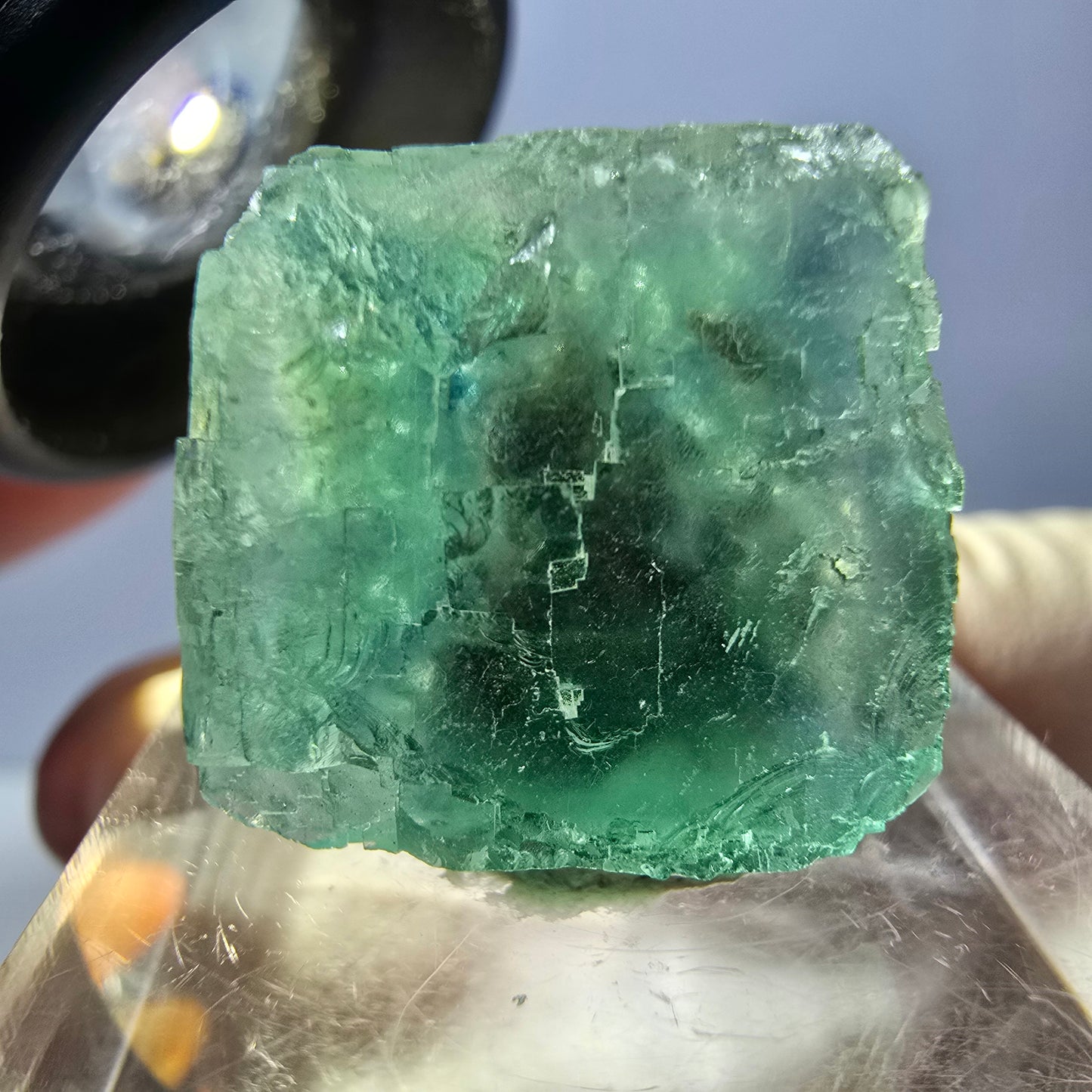 Klarer Phantom Fluorit Würfel parkettiert, grün Okorusu, Namibia 18*17*16mm