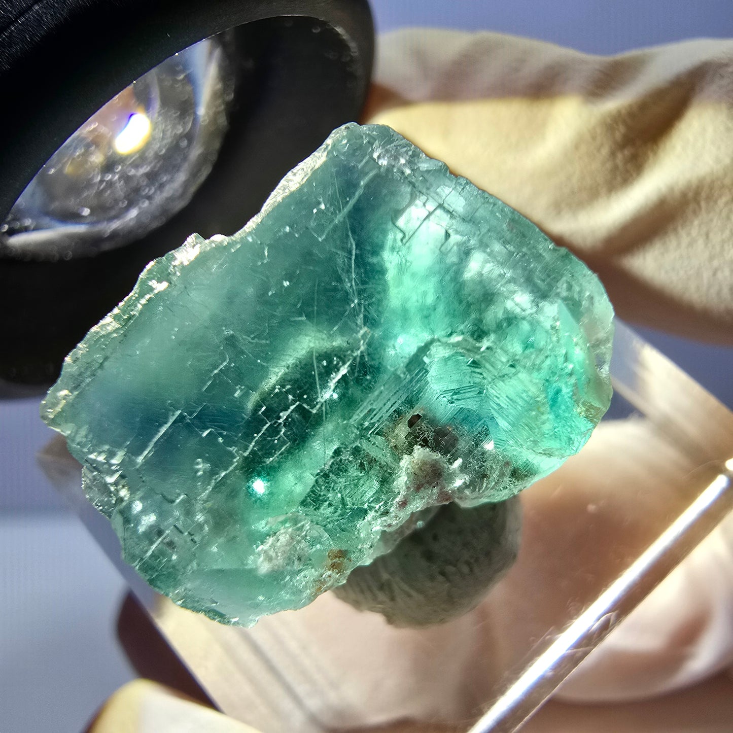 Klarer Phantom Fluorit Würfel parkettiert, grün Okorusu, Namibia 18*17*16mm
