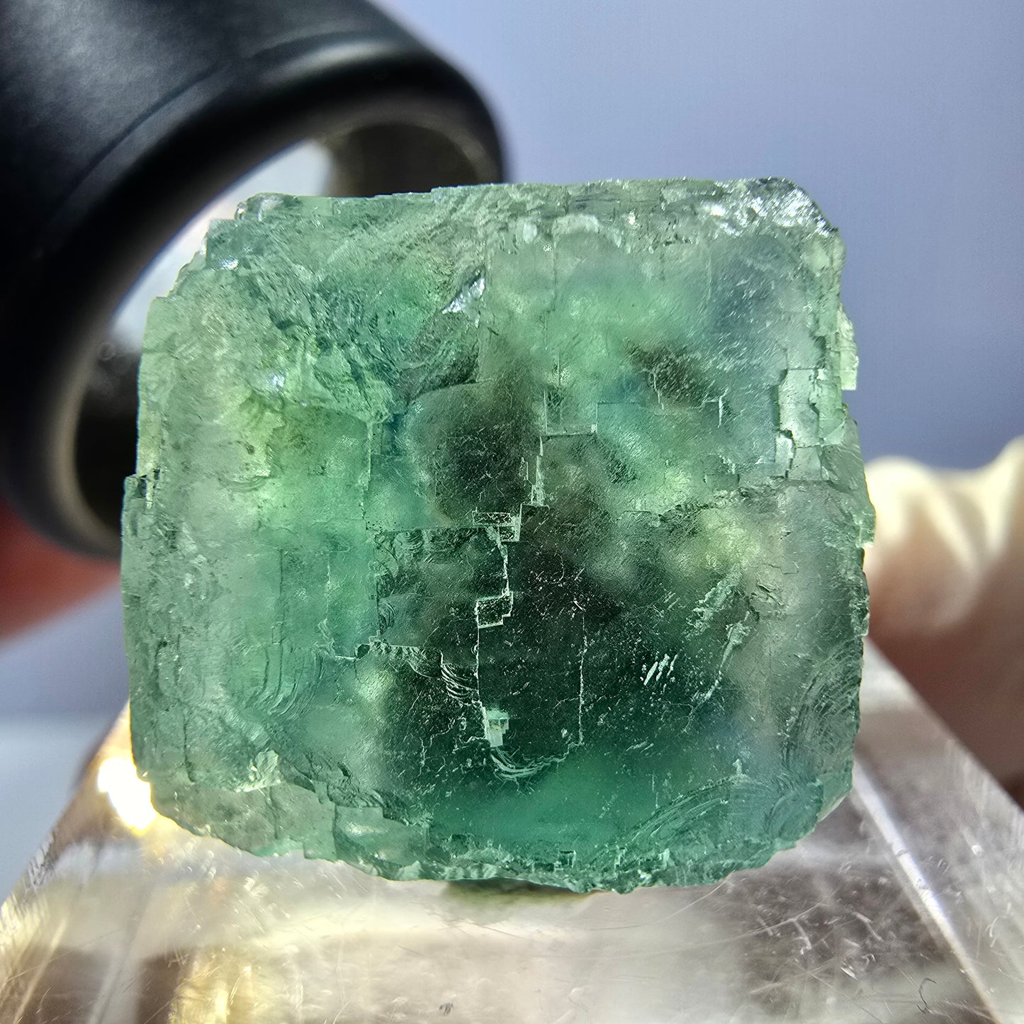 Klarer Phantom Fluorit Würfel parkettiert, grün Okorusu, Namibia 18*17*16mm