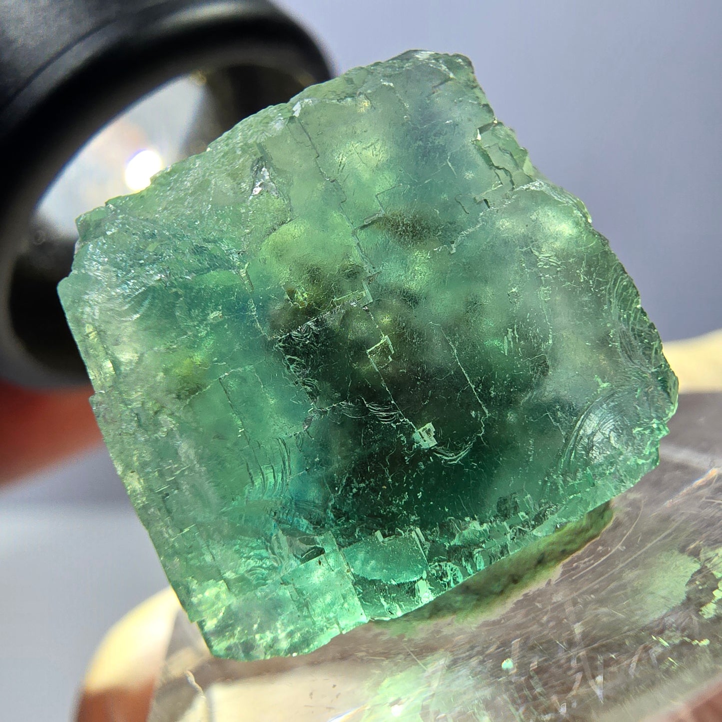Klarer Phantom Fluorit Würfel parkettiert, grün Okorusu, Namibia 18*17*16mm