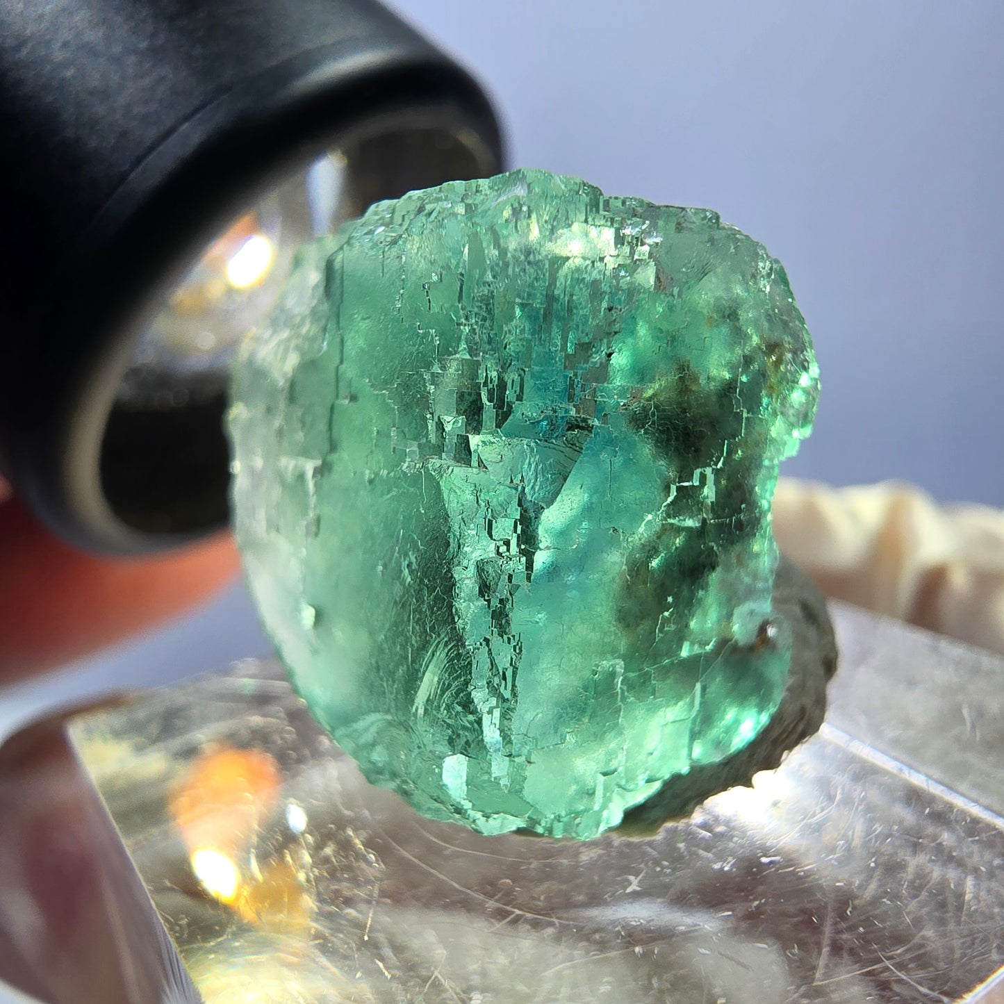 Klarer Phantom Fluorit Würfel parkettiert, grün Okorusu, Namibia 18*17*16mm