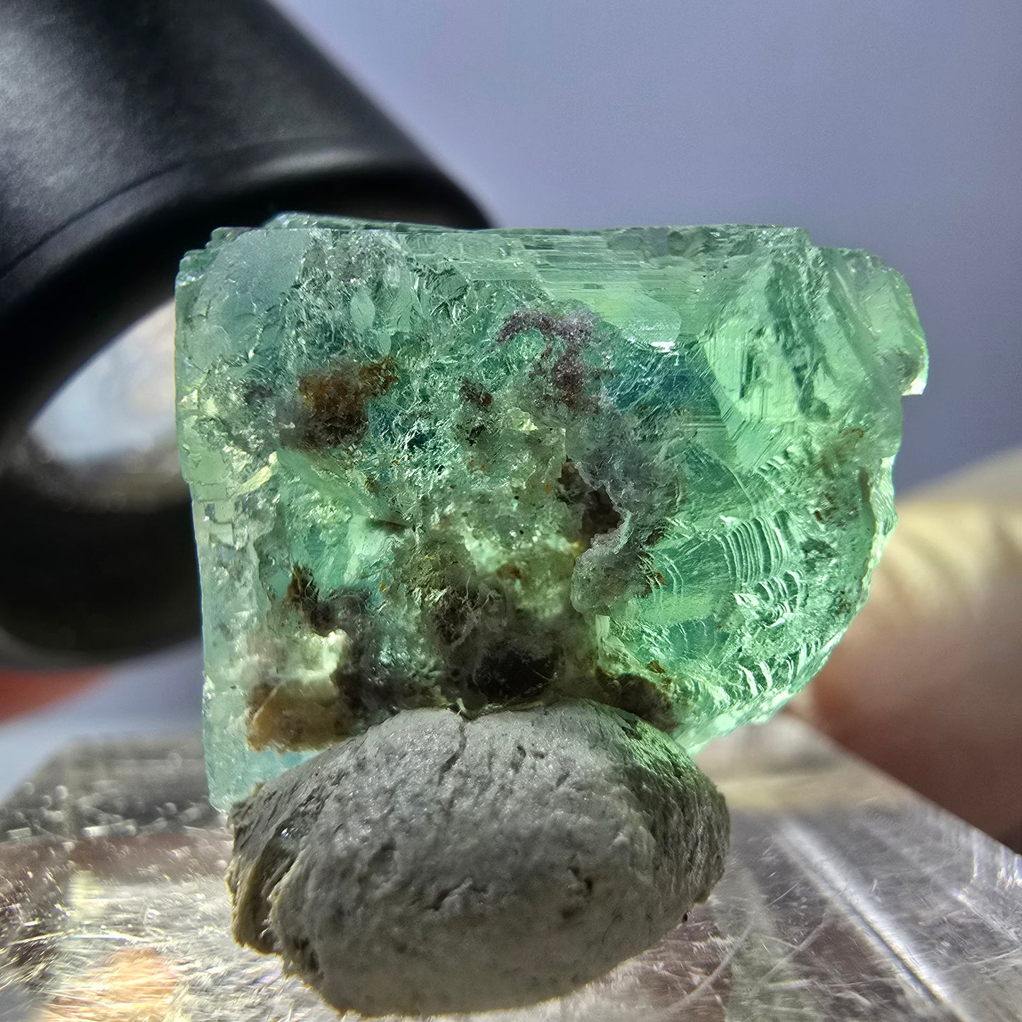 Klarer Phantom Fluorit Würfel parkettiert, grün Okorusu, Namibia 18*17*16mm