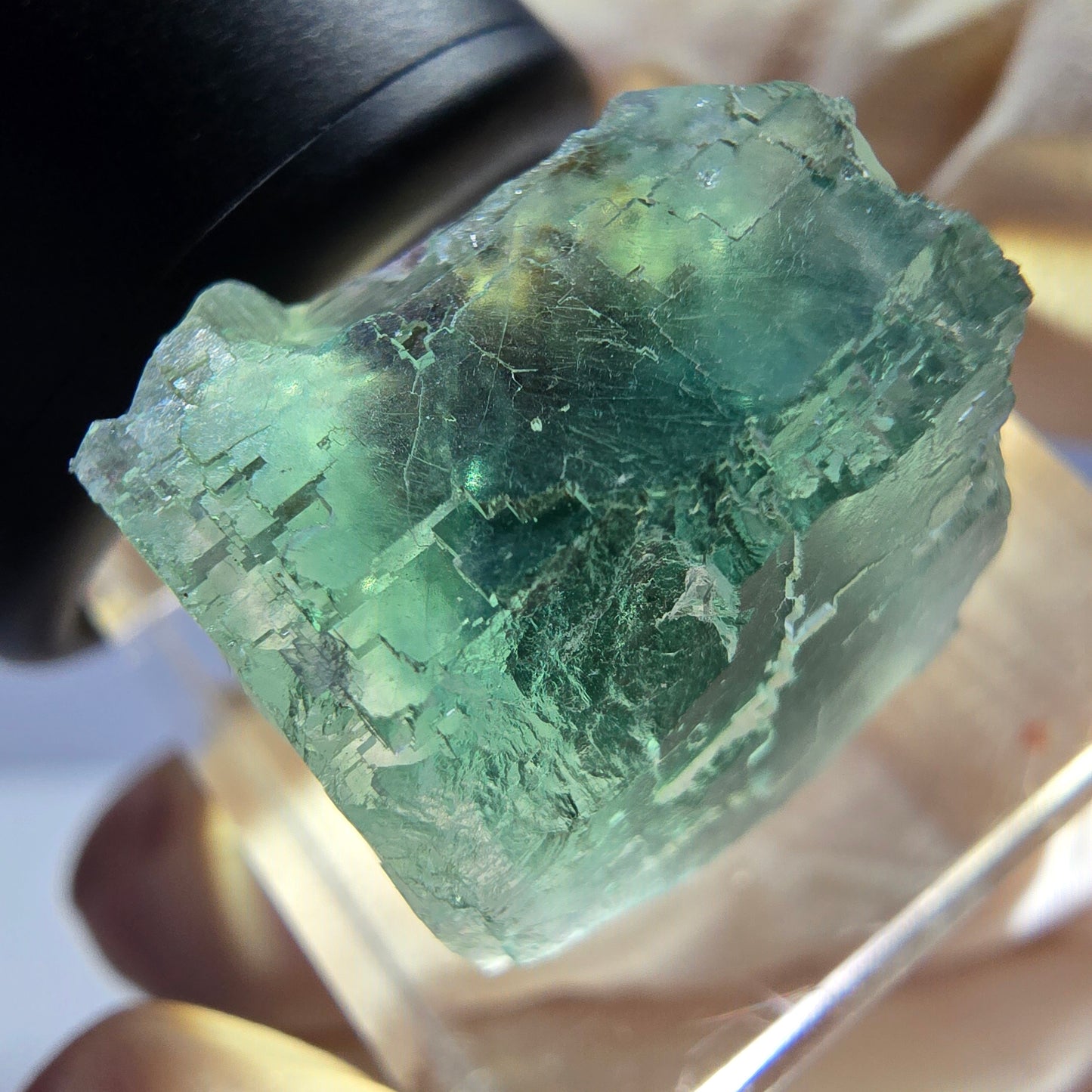 Klarer Phantom Fluorit Würfel parkettiert, grün Okorusu, Namibia 18*17*16mm