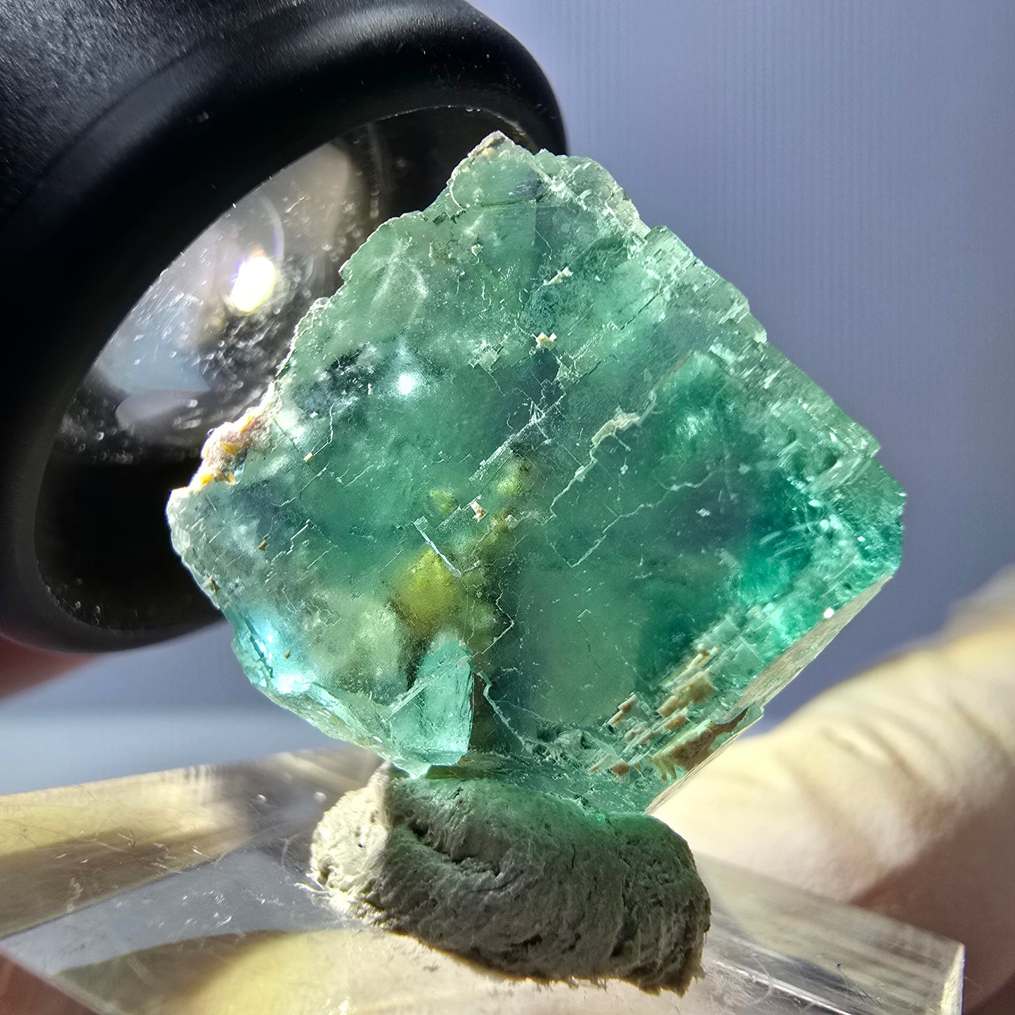 Klarer Phantom Fluorit Würfel parkettiert, grün Okorusu, Namibia 19*19*14mm