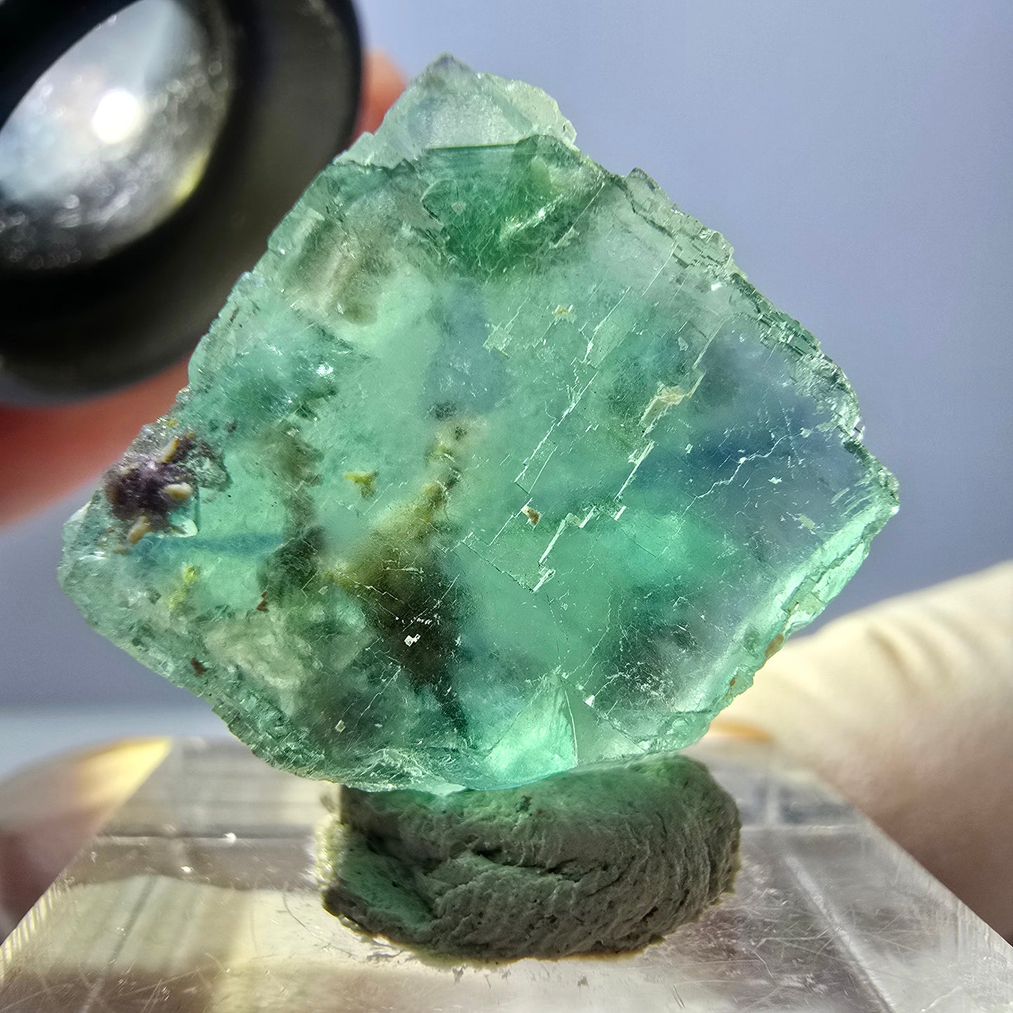 Klarer Phantom Fluorit Würfel parkettiert, grün Okorusu, Namibia 19*19*14mm