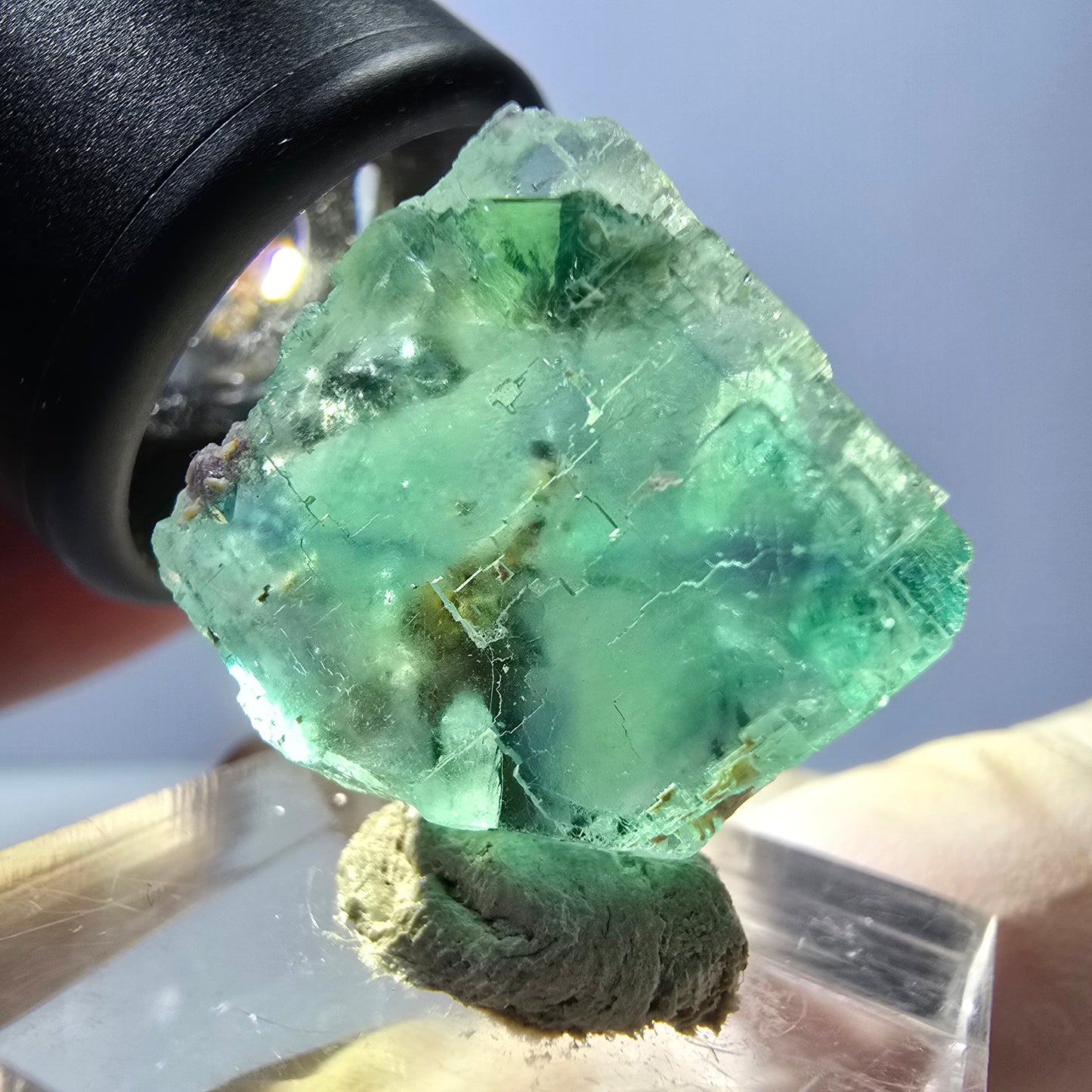 Klarer Phantom Fluorit Würfel parkettiert, grün Okorusu, Namibia 19*19*14mm