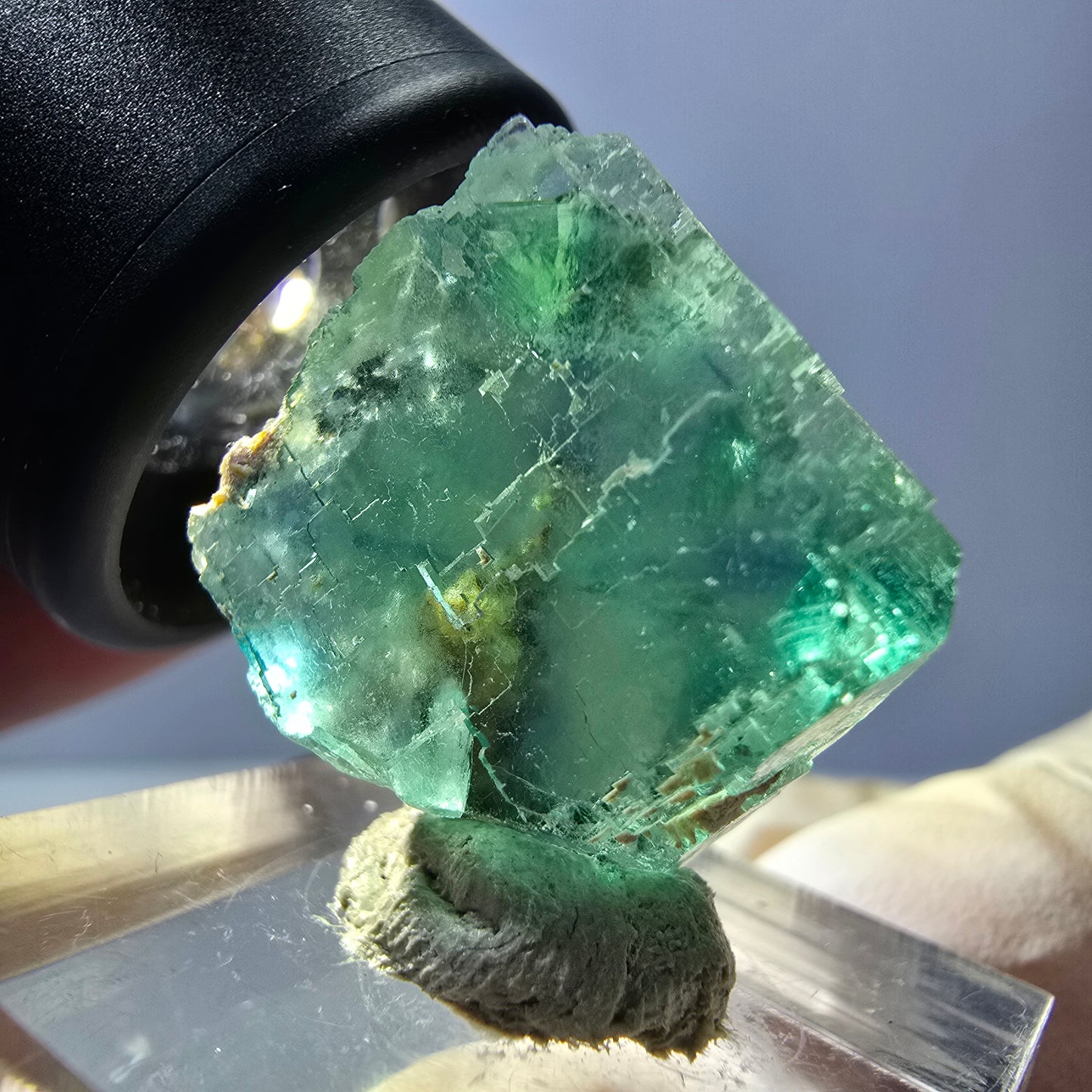 Klarer Phantom Fluorit Würfel parkettiert, grün Okorusu, Namibia 19*19*14mm