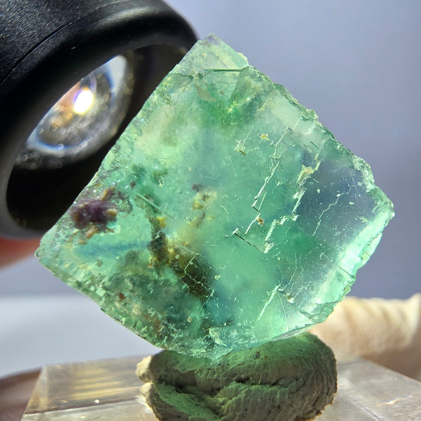 Klarer Phantom Fluorit Würfel parkettiert, grün Okorusu, Namibia 19*19*14mm