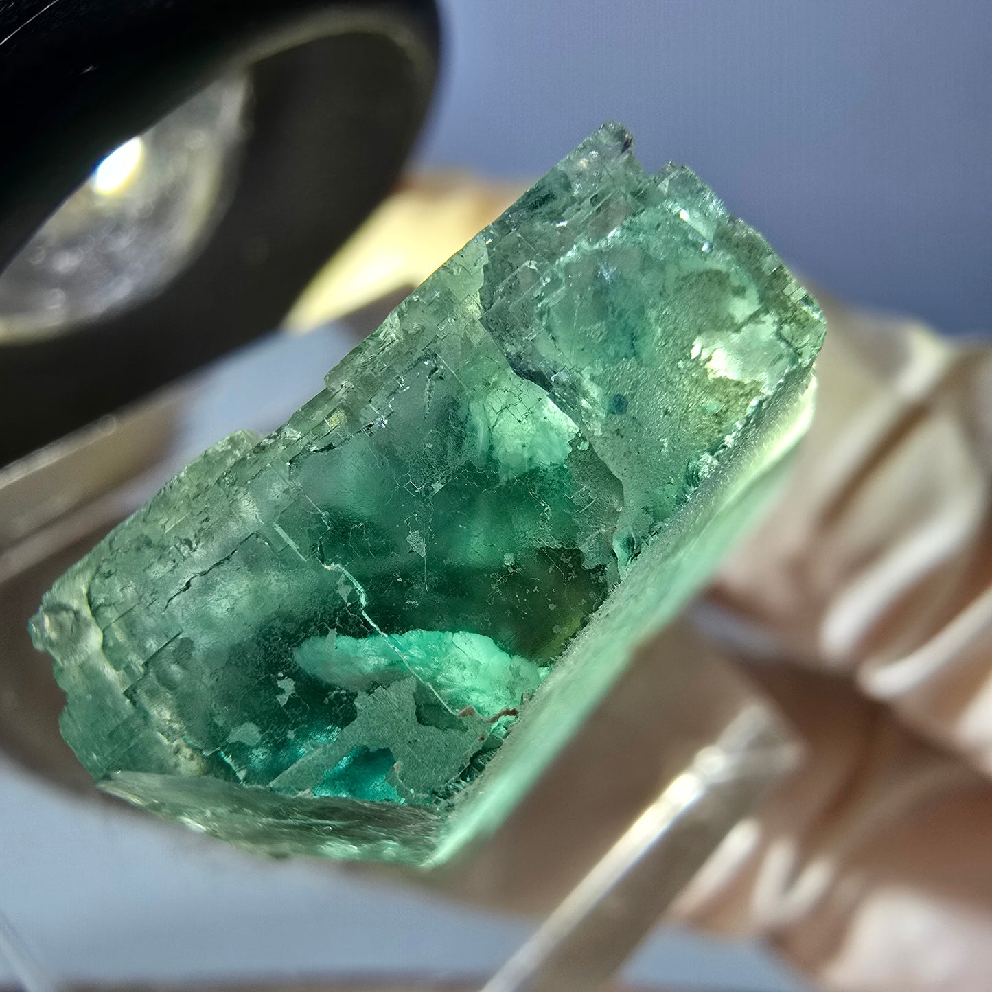 Klarer Phantom Fluorit Würfel parkettiert, grün Okorusu, Namibia 19*19*14mm