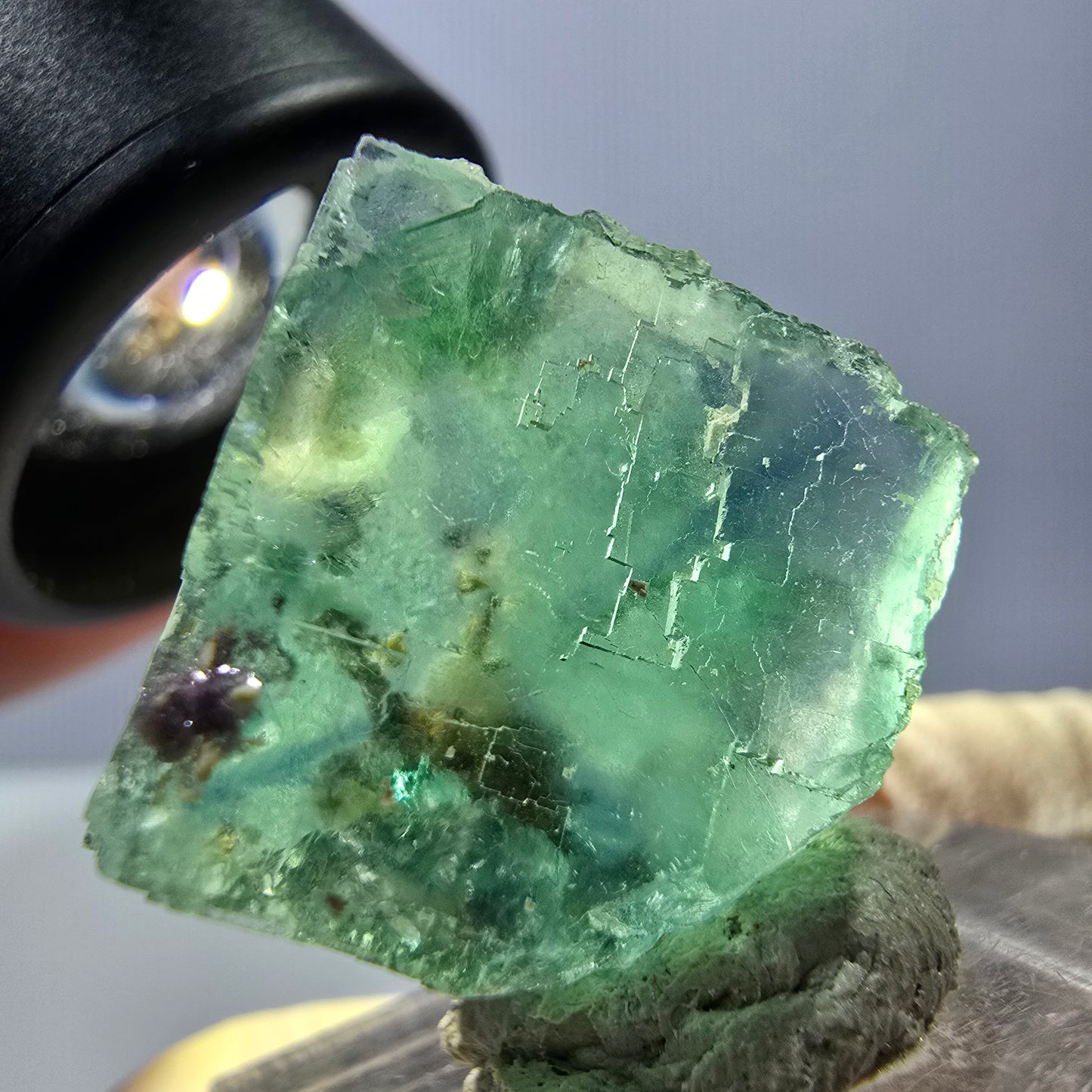 Klarer Phantom Fluorit Würfel parkettiert, grün Okorusu, Namibia 19*19*14mm