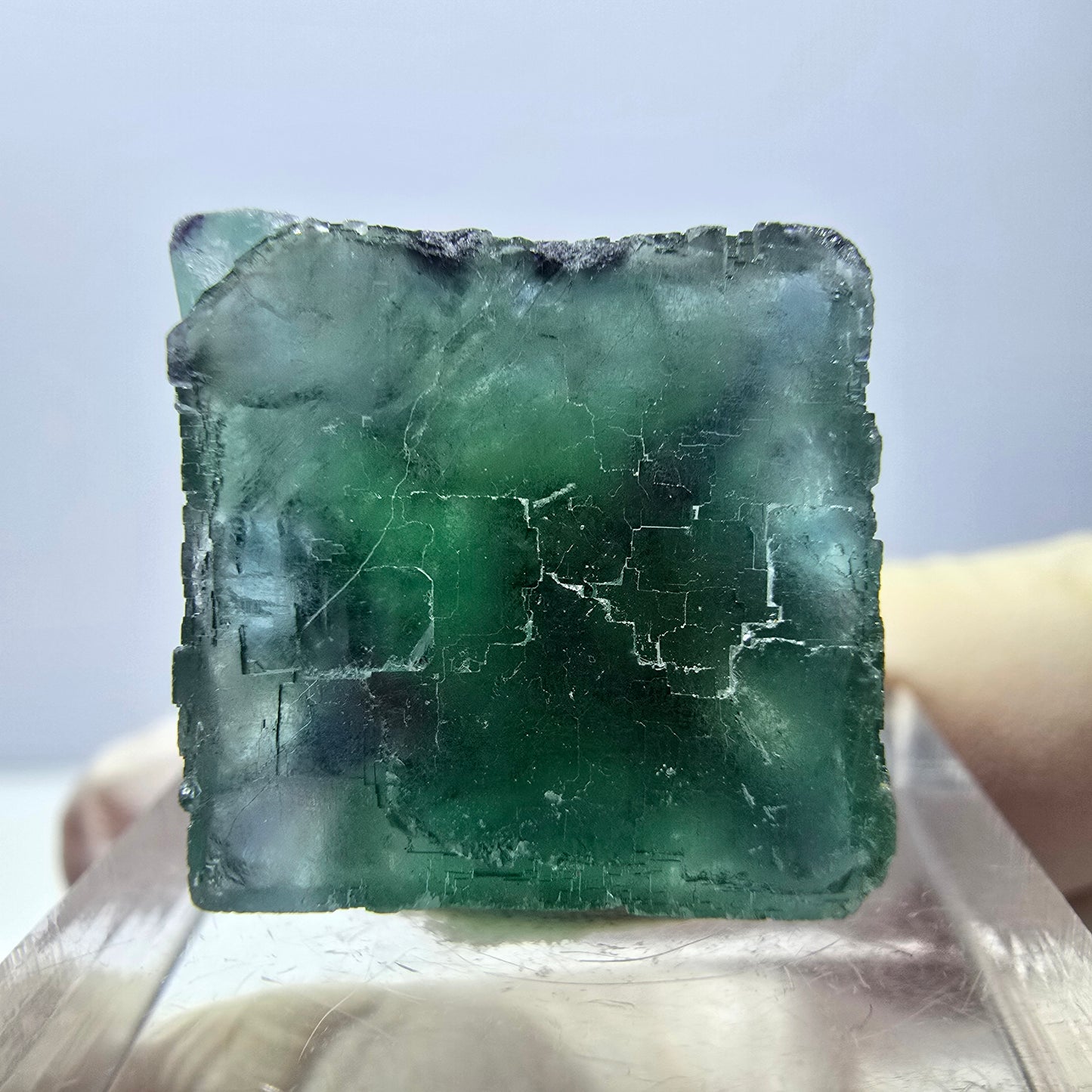 Klarer Phantom Fluorit Würfel parkettiert, grün Okorusu, Namibia 19*17*17mm
