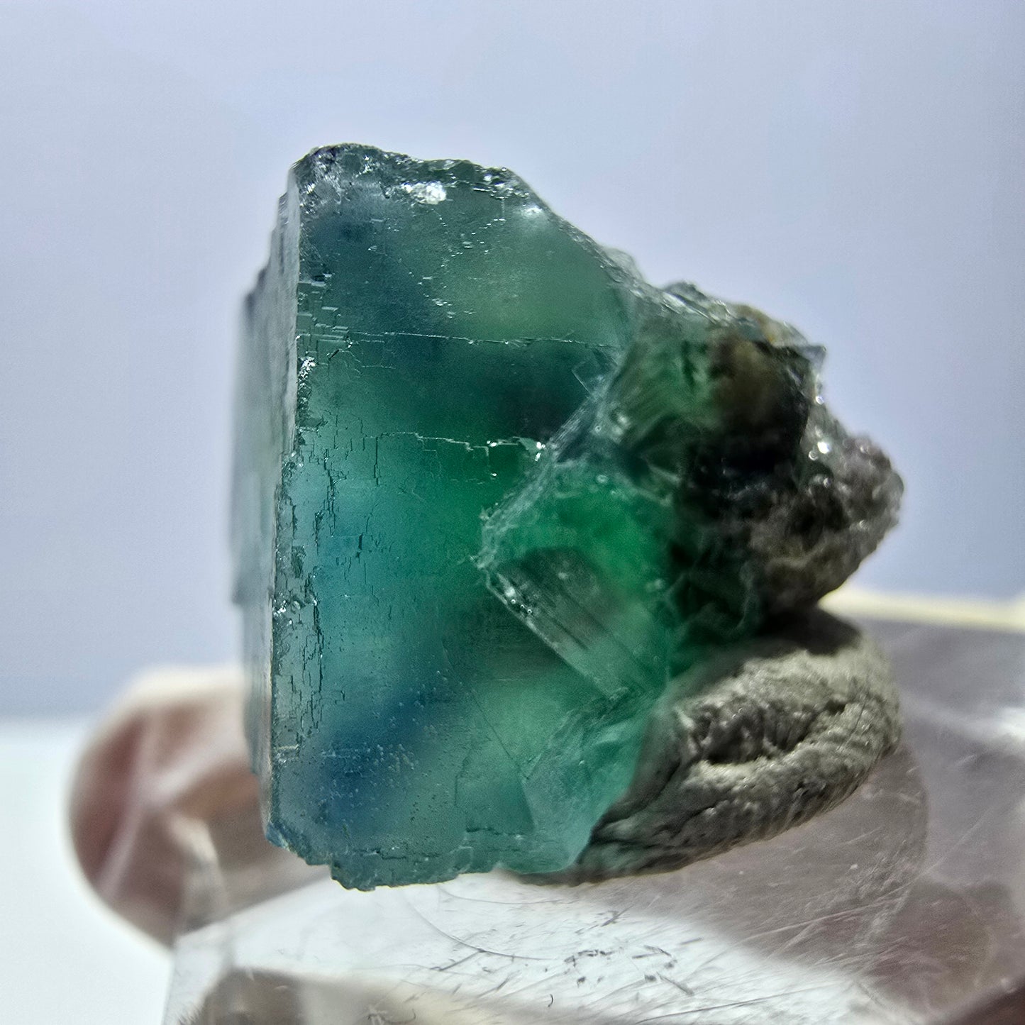 Klarer Phantom Fluorit Würfel parkettiert, grün Okorusu, Namibia 19*17*17mm