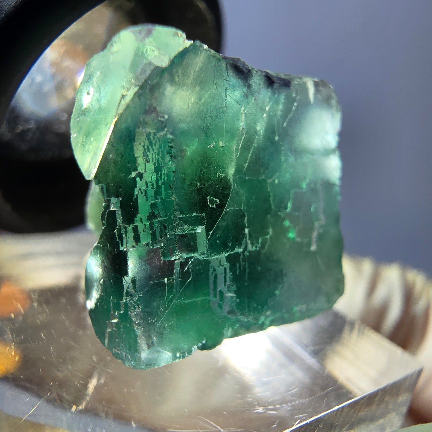 Klarer Phantom Fluorit Würfel parkettiert, grün Okorusu, Namibia 19*17*17mm