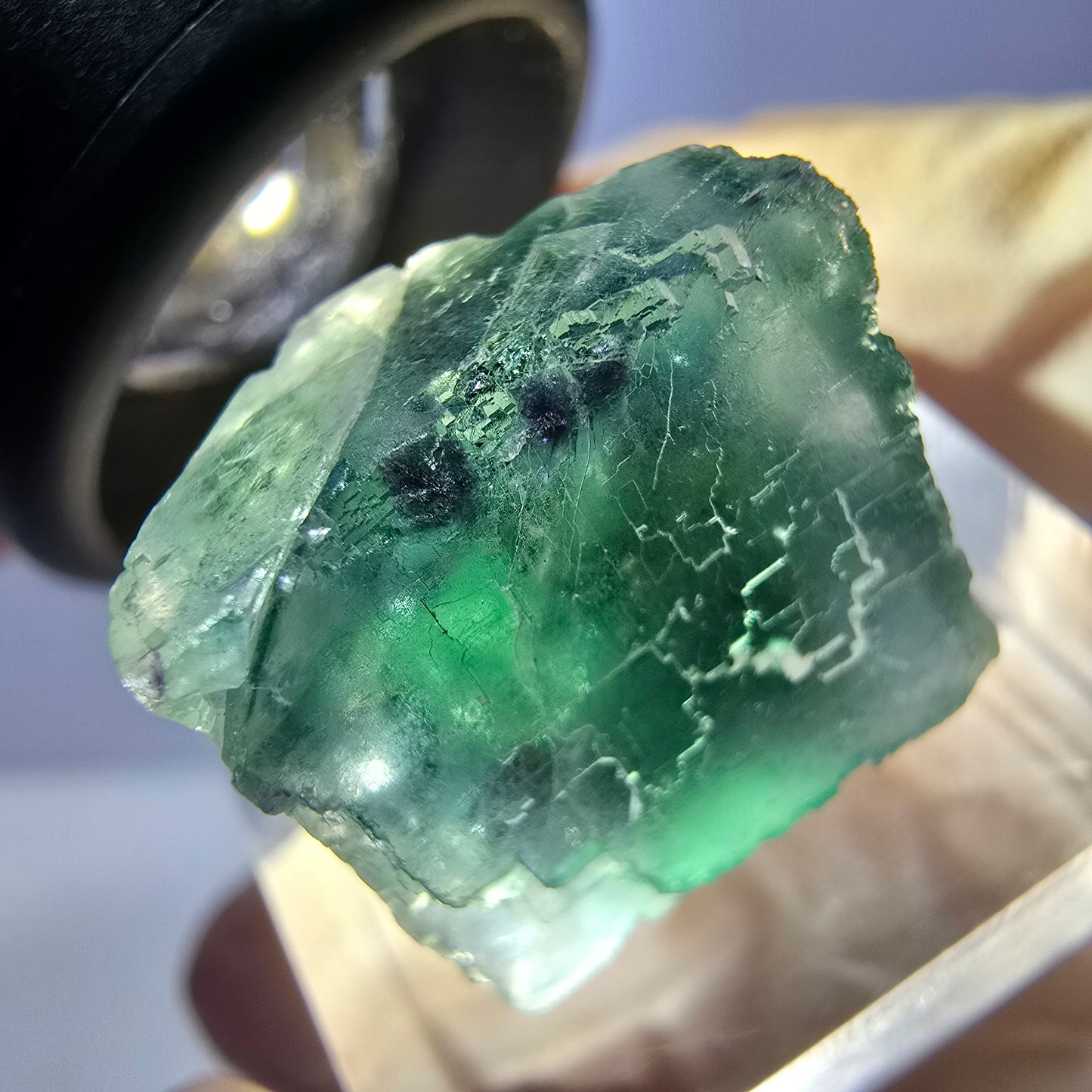 Klarer Phantom Fluorit Würfel parkettiert, grün Okorusu, Namibia 19*17*17mm